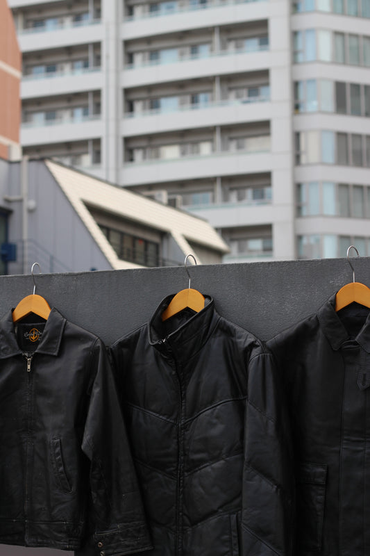 Men's Black Short Leather Jacket x3点