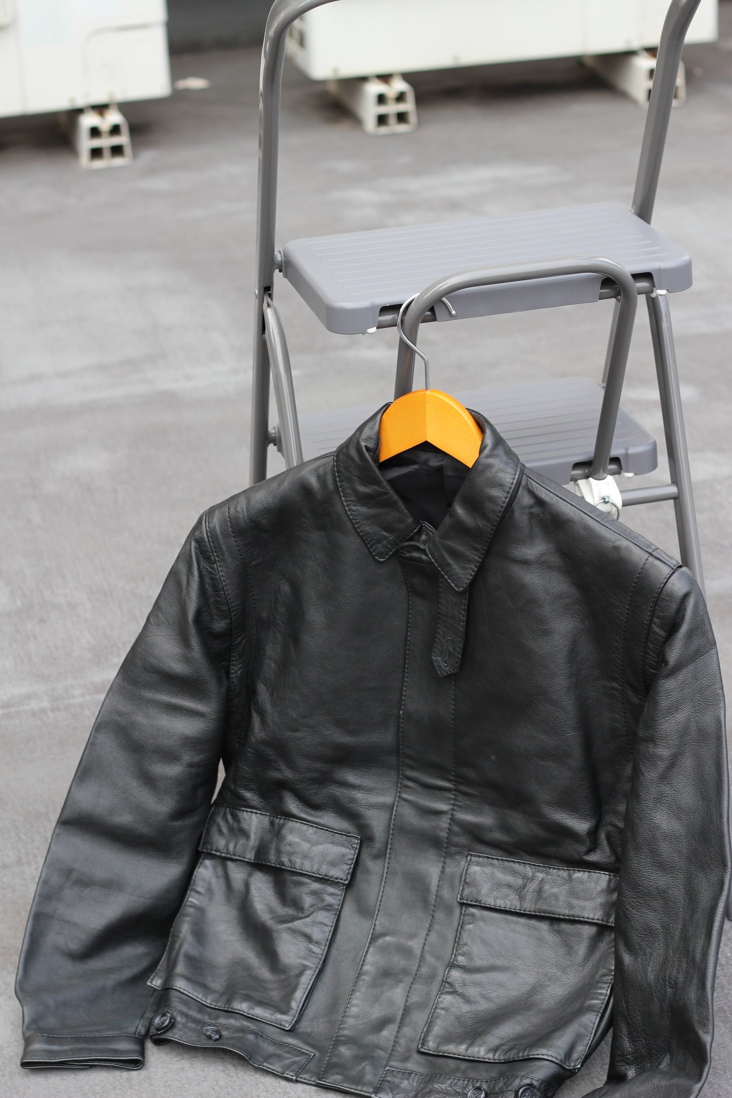 Men's Black Short Leather Jacket x3点