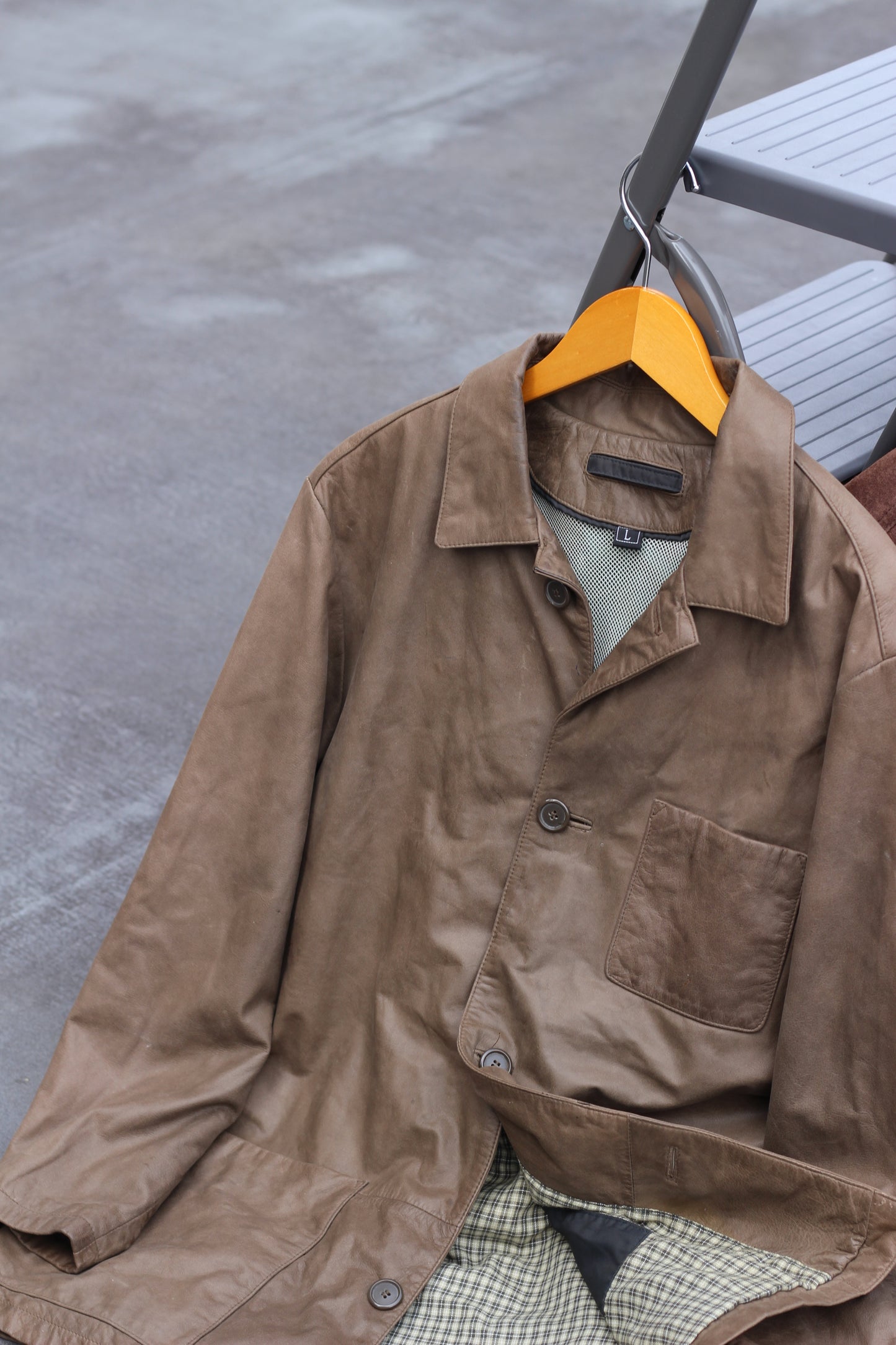 Men's Color Utility Leather Jacket x3点