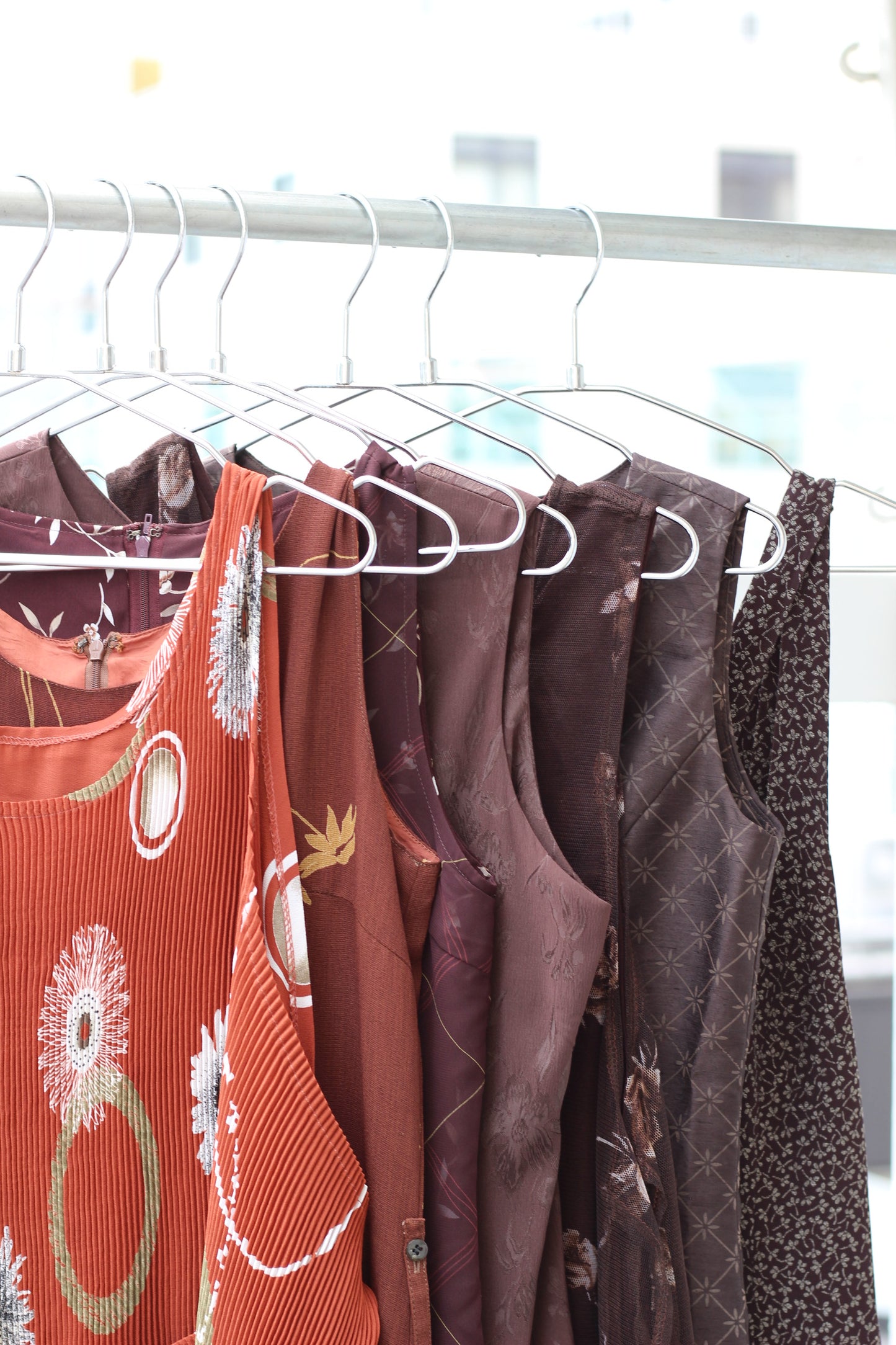 Vintage Brown Flower No Sleeve One-Piece x7点