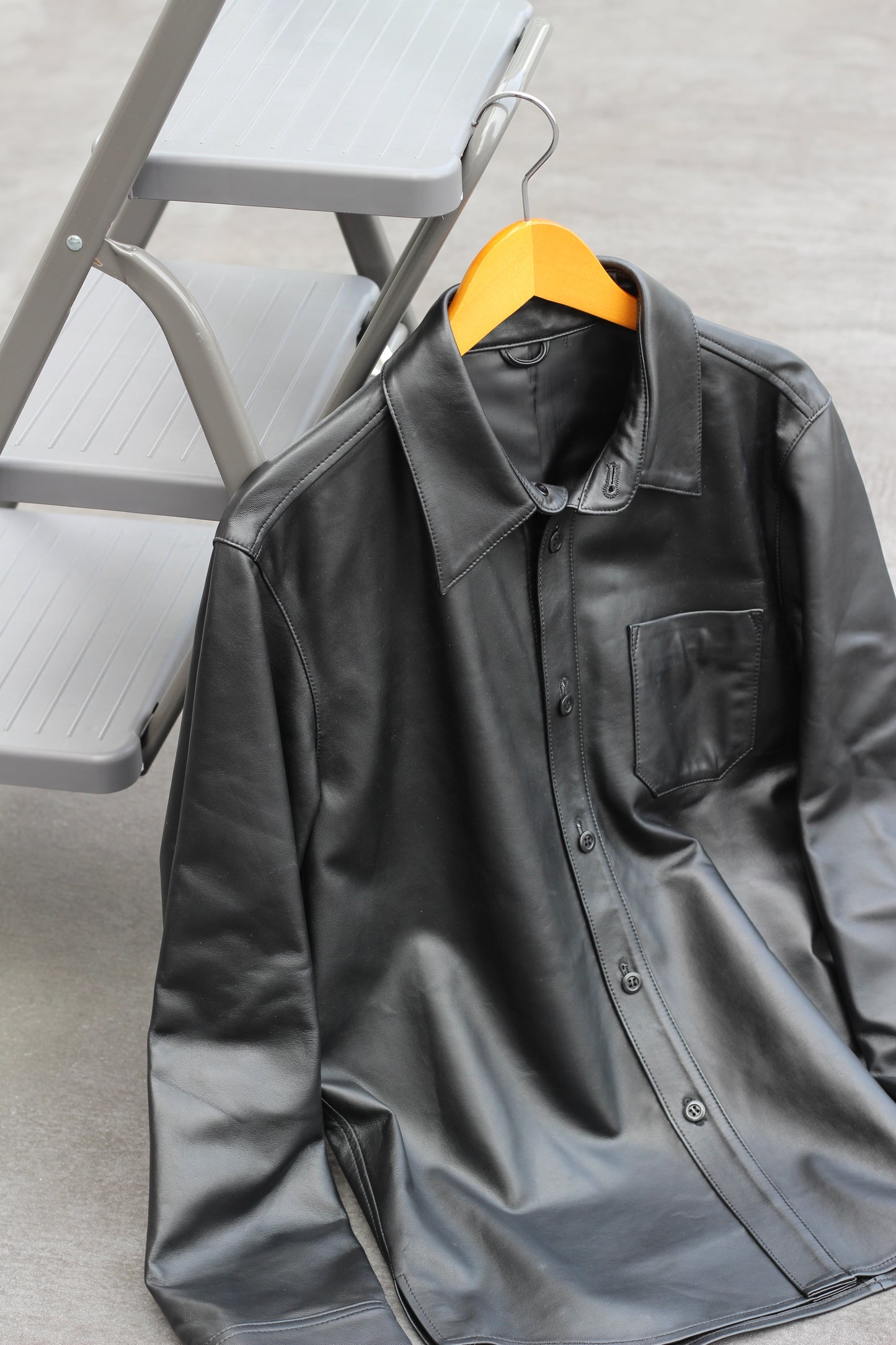 Men's Leather Denim Style Jacket & Leather Shirt x3点