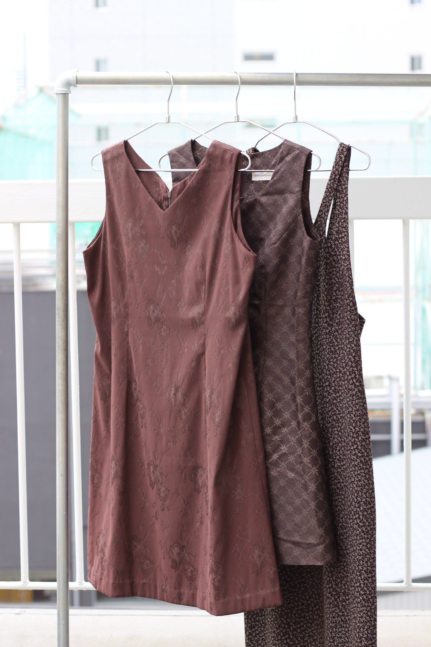 Vintage Brown Flower No Sleeve One-Piece x7点