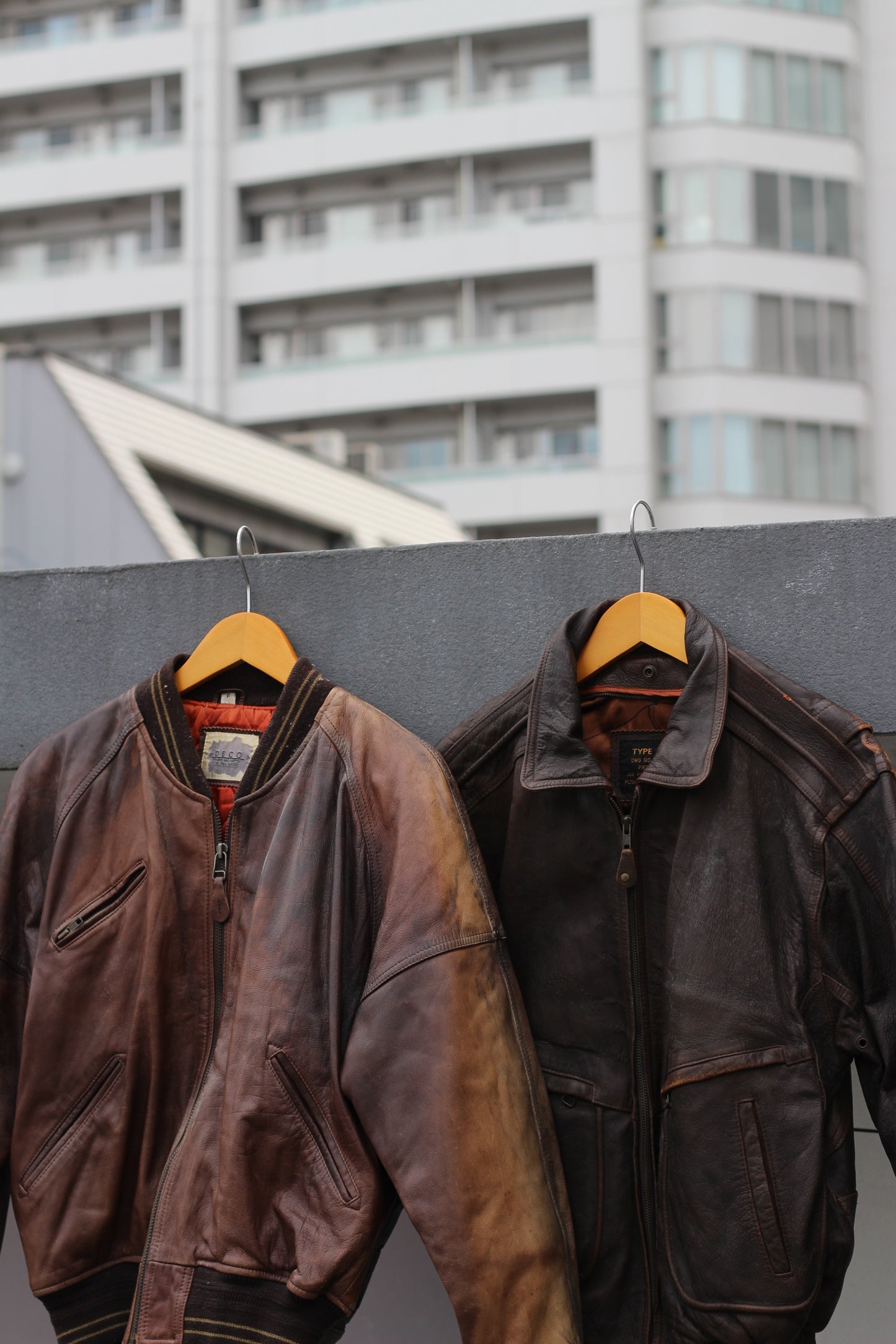 Men's Vintage Brown Short Leather Jacket x4点
