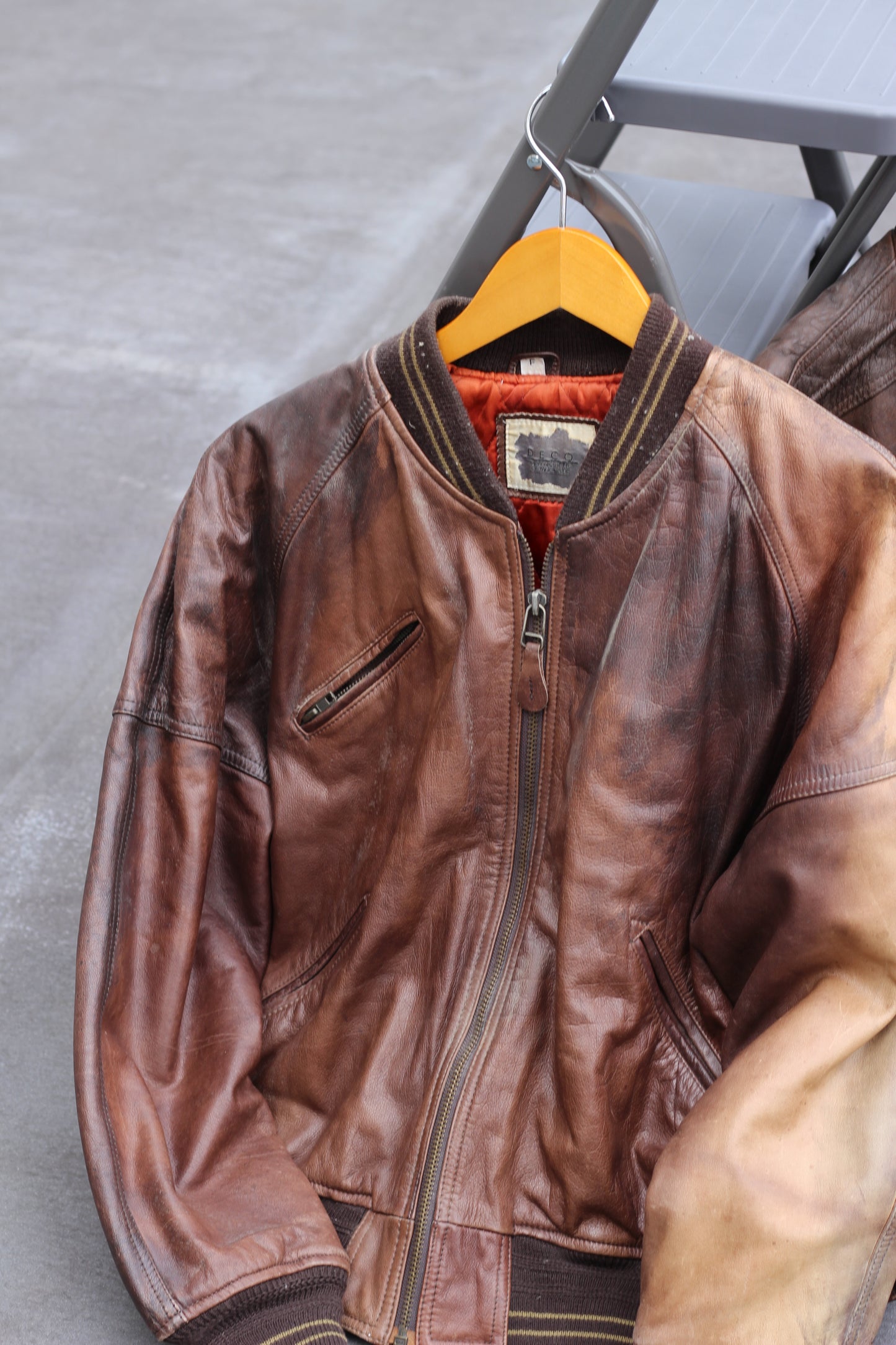 Men's Vintage Brown Short Leather Jacket x4点