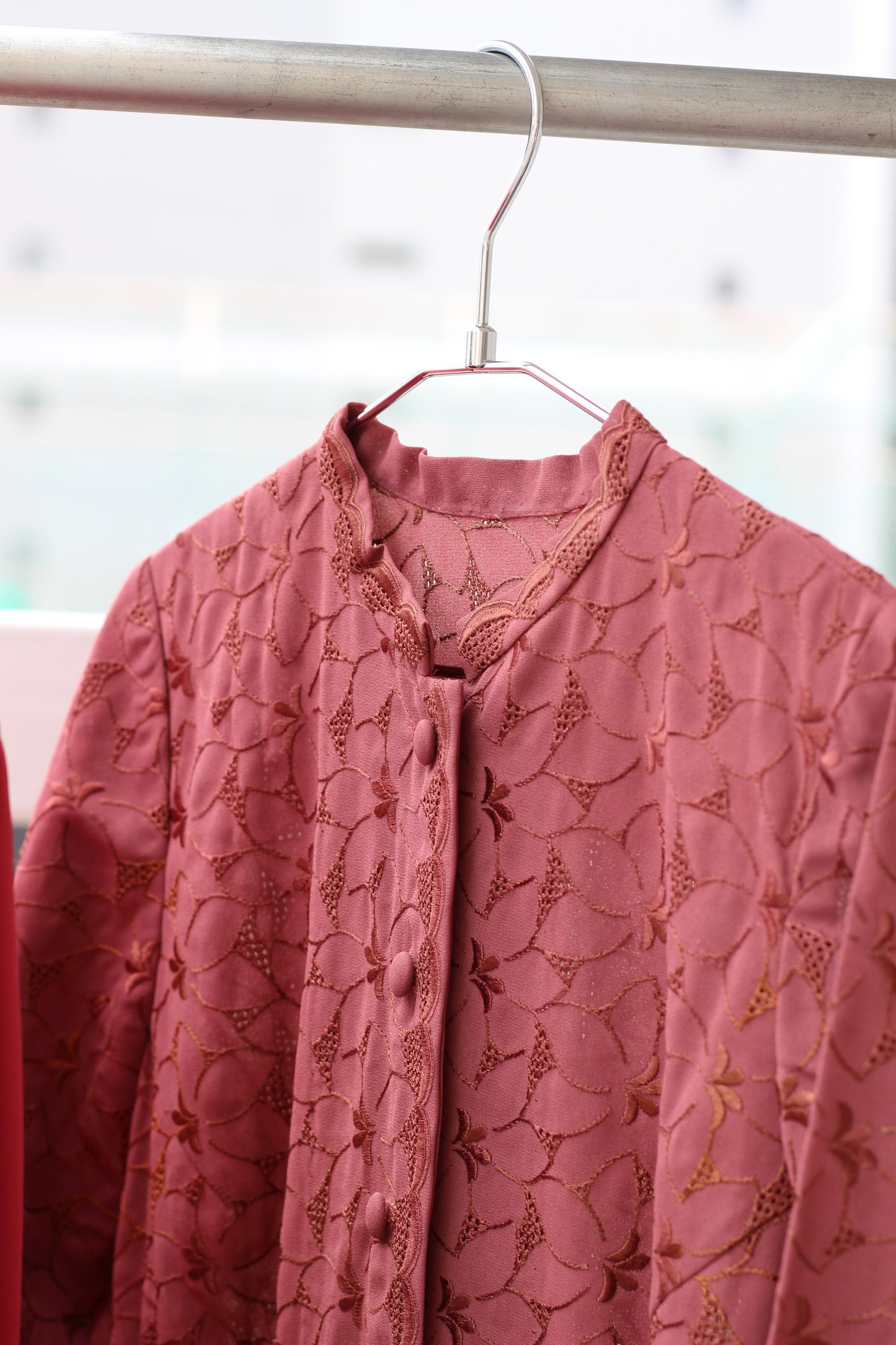 Vintage Pink Design Long Sleeve One-Piece x6点
