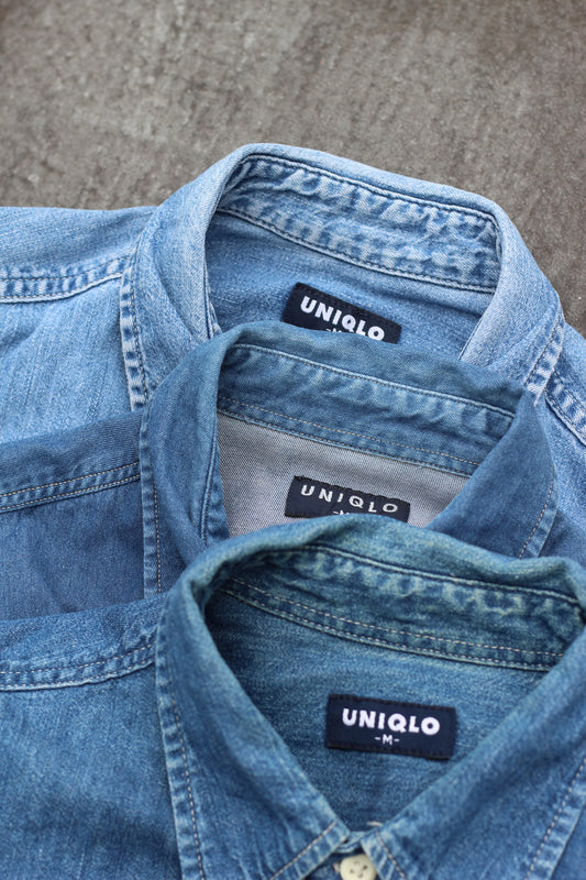 Old Uniqlo Long-Sleeved Denim Shirt x3点