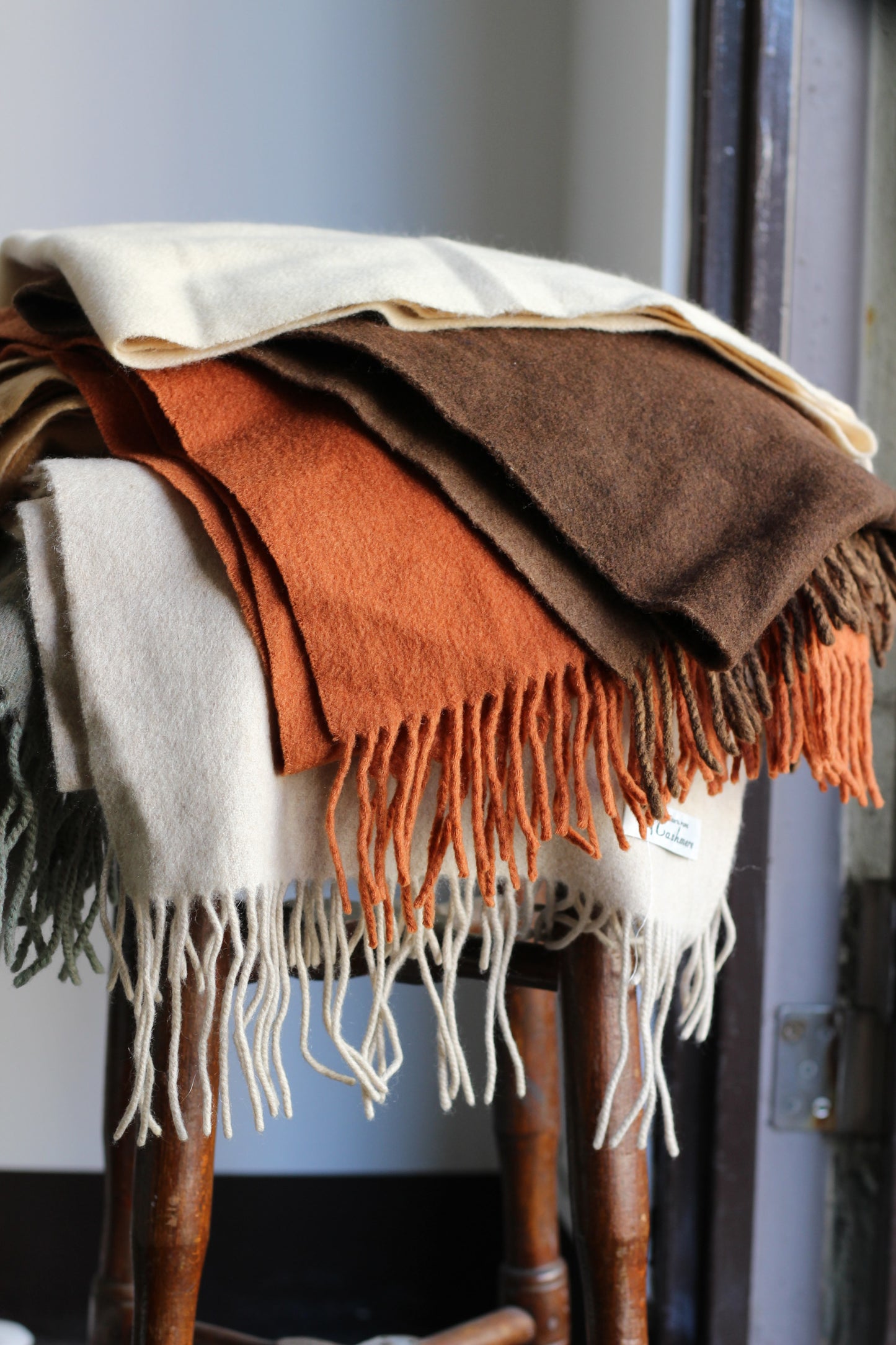 100% Cashmere Beige Brown Muffler x7点