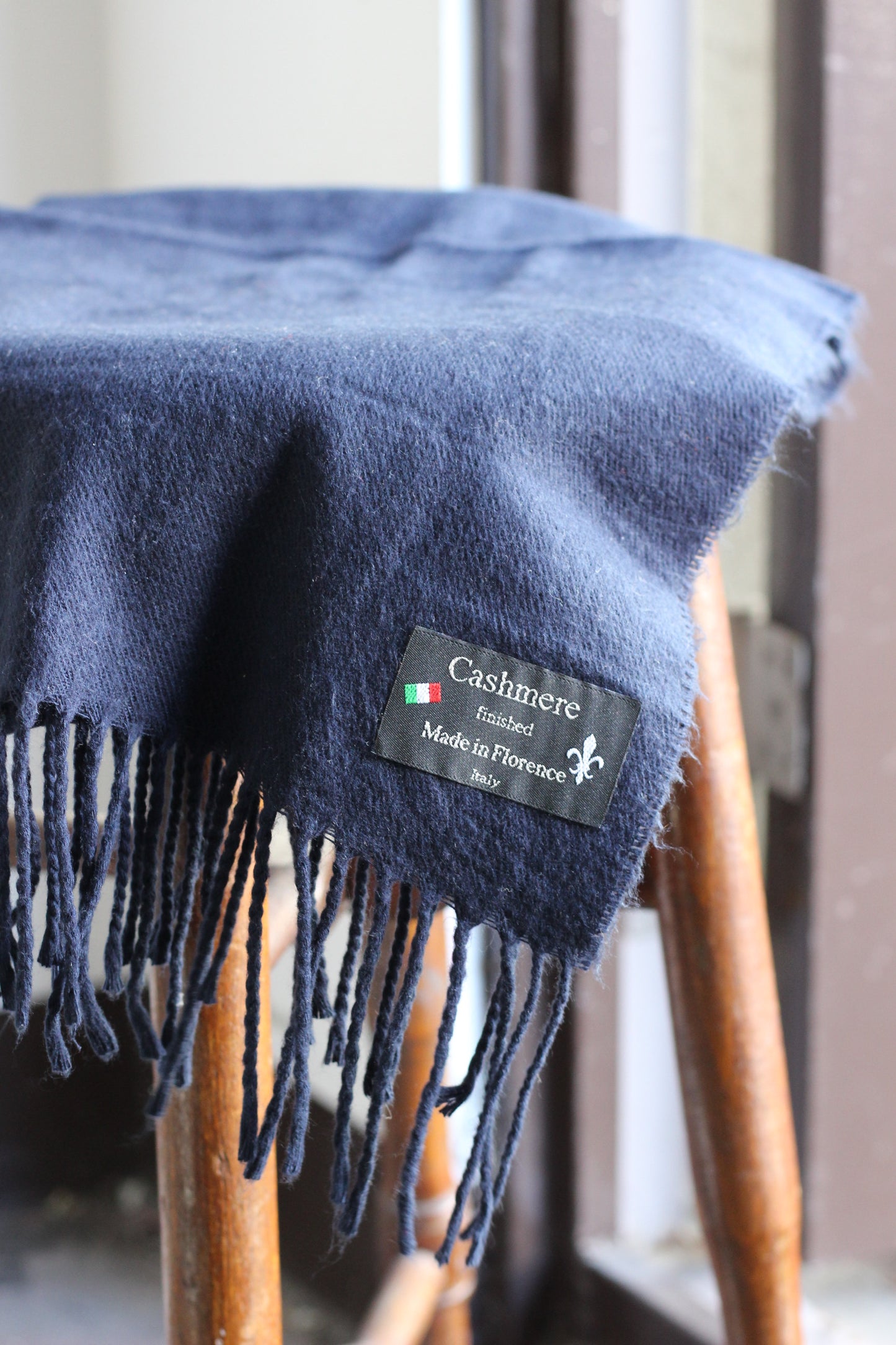 100% Cashmere Grey Navy Muffler x4点