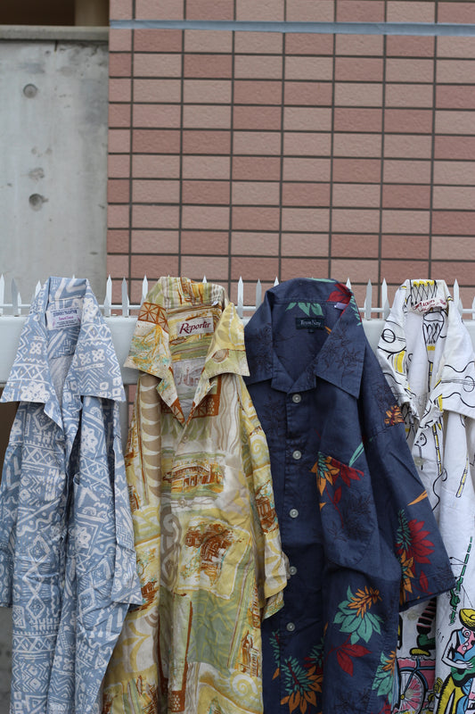 90's Men's Vintage Open Collar Short Sleeve Shirt x4点
