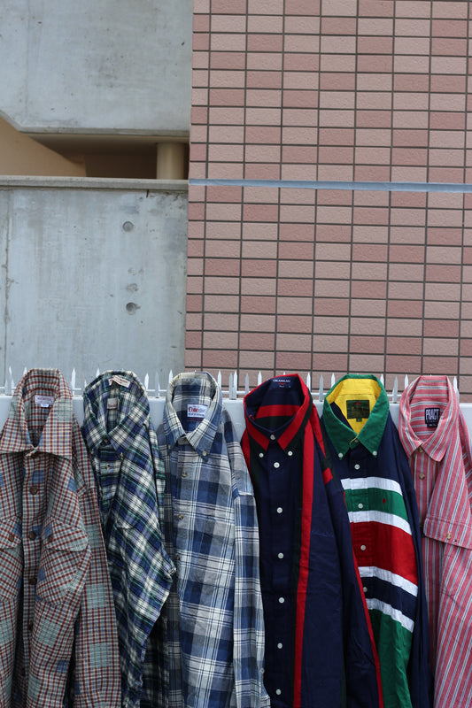 90's Men's Vintage Check & Stripe Assorted Shirt x6