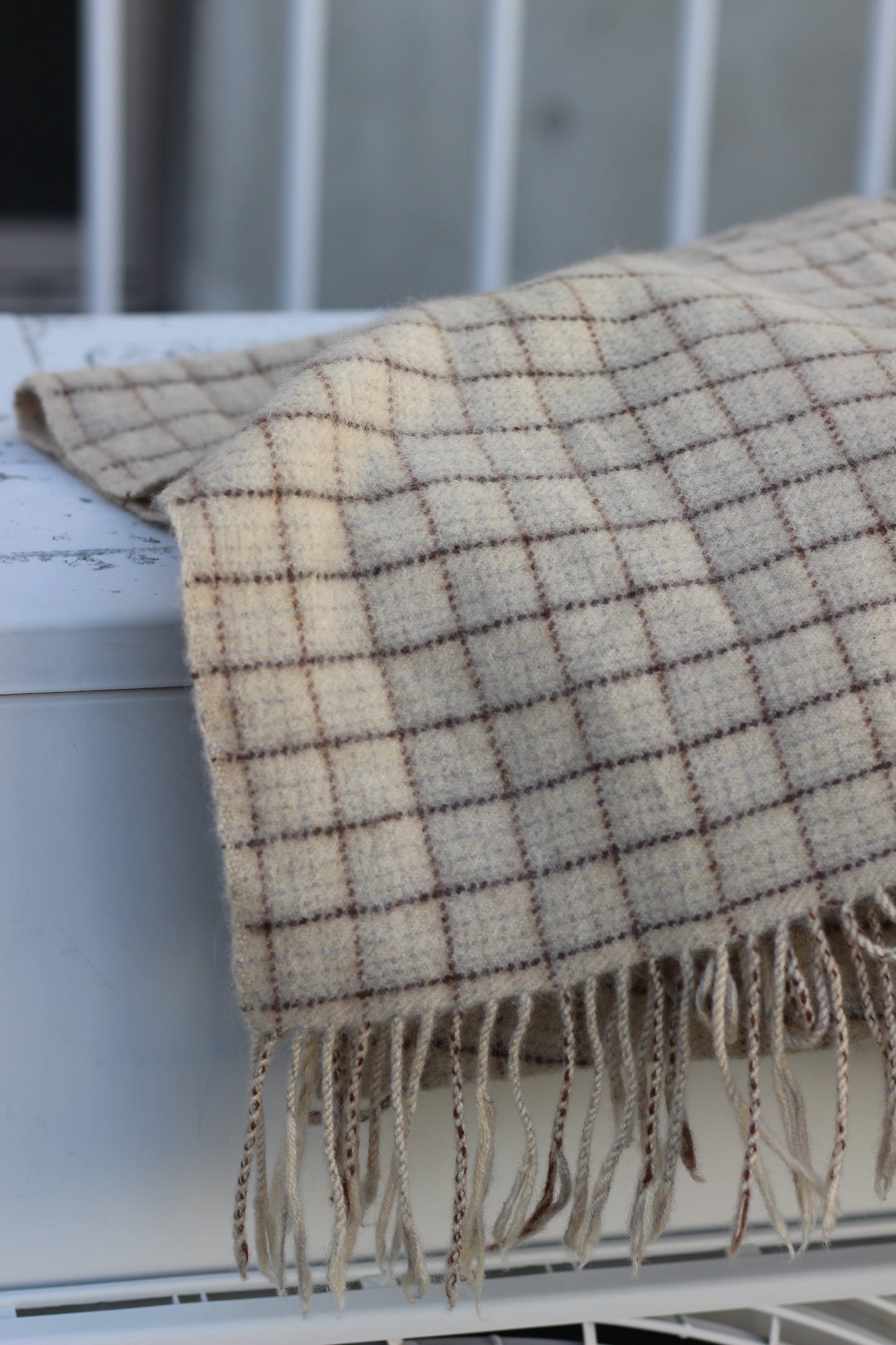 100% Cashmere Check Design muffler x4点