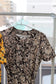 Vintage Black Flower Short Sleeve One-Piece x3点