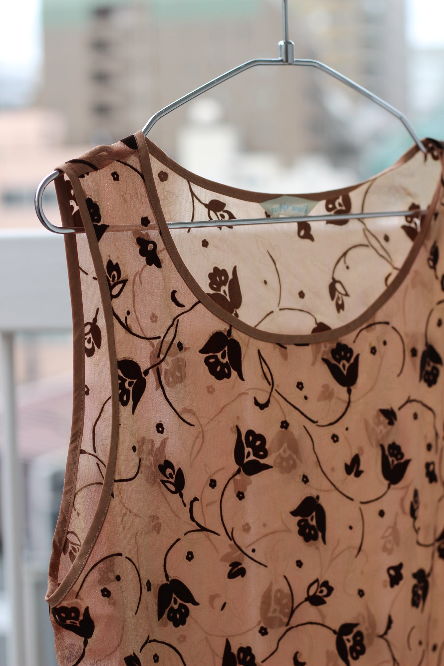Vintage Brown Flower Design No Sleeve One-Piece x5点