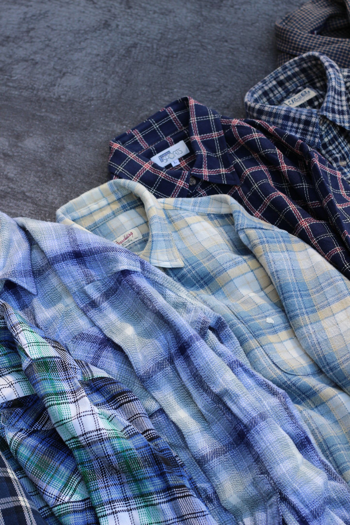 Men's wool blue check shirt x12点