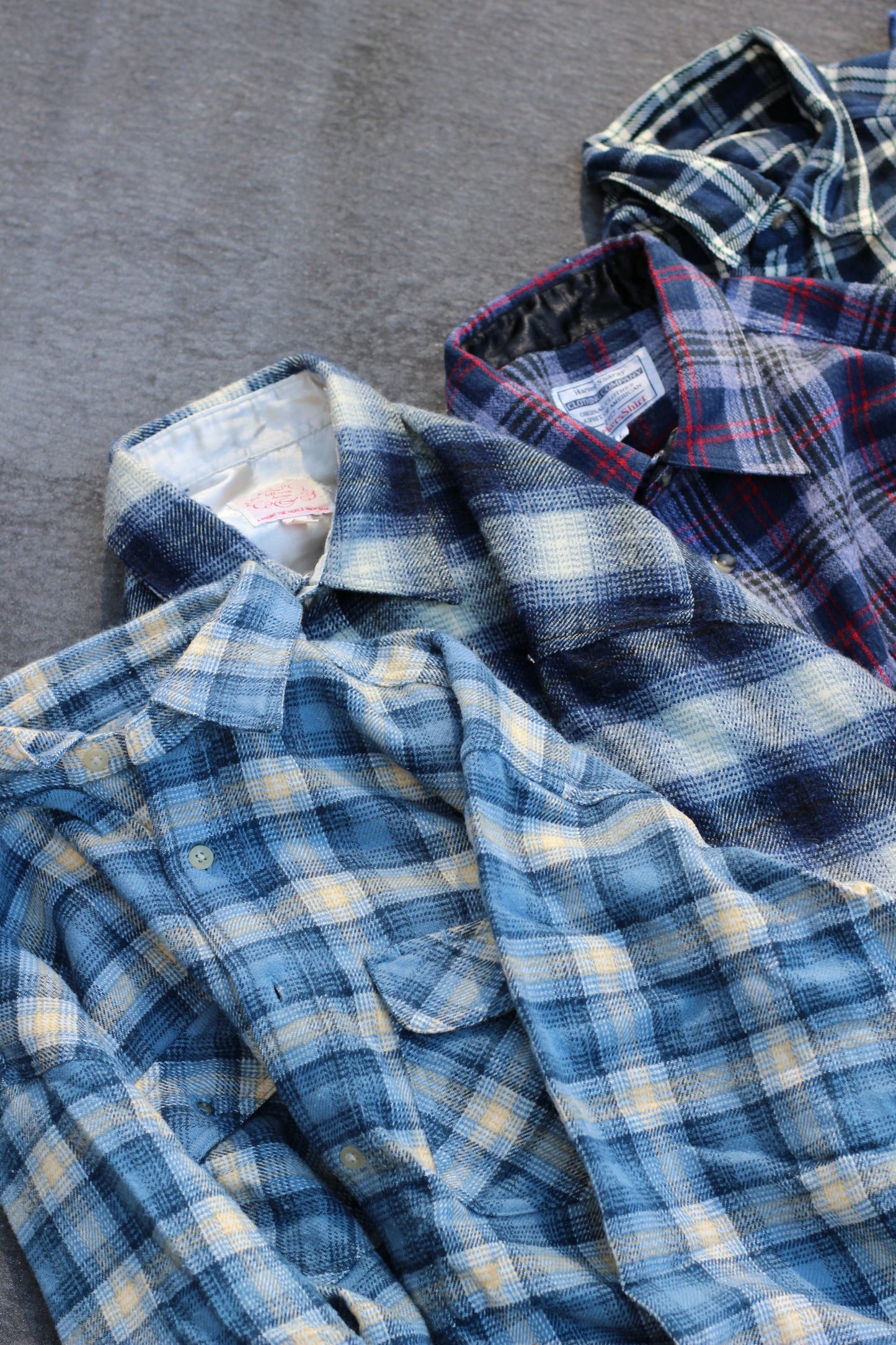 Men's wool blue check shirt x12点