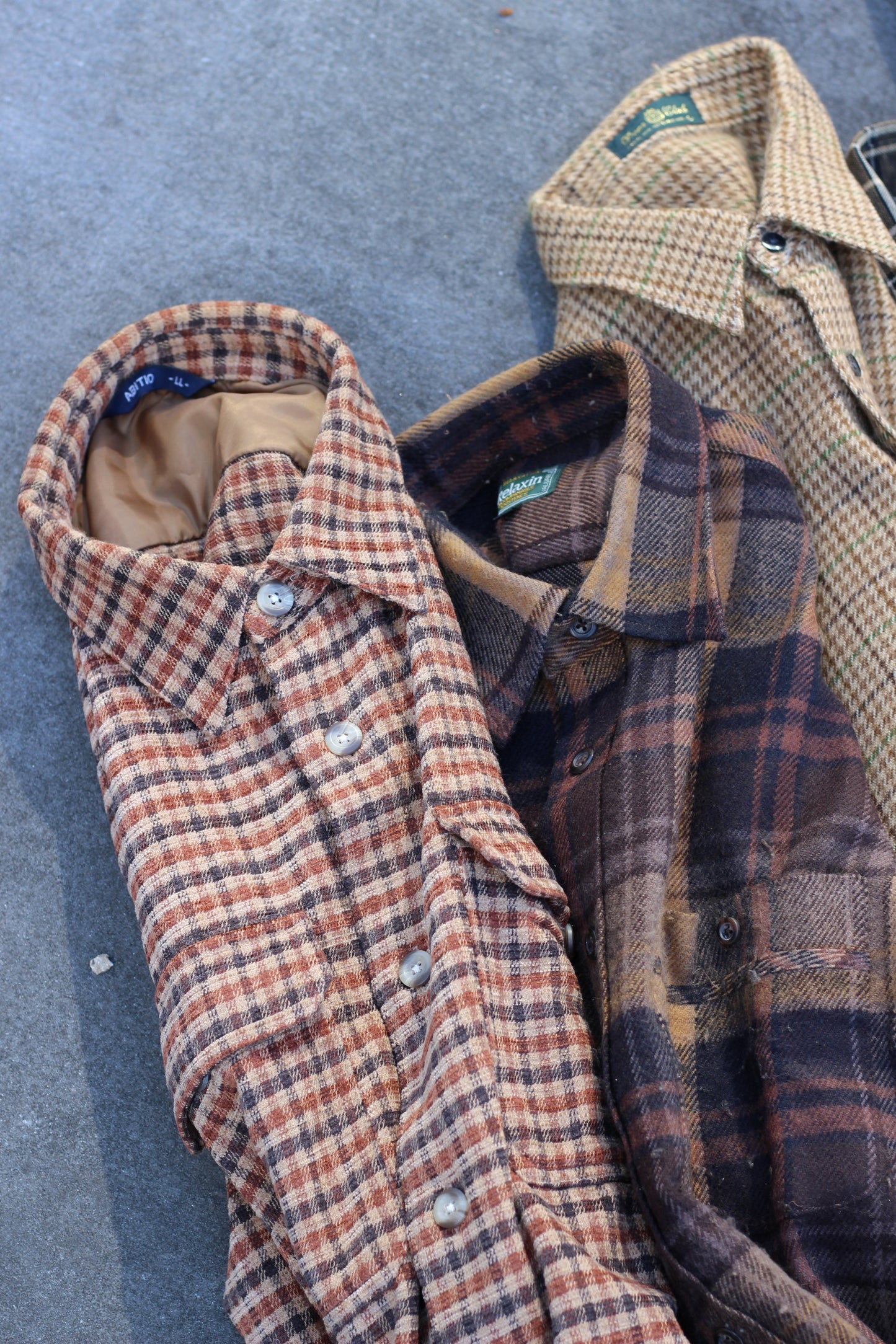 Men's wool brown check shirt x7点