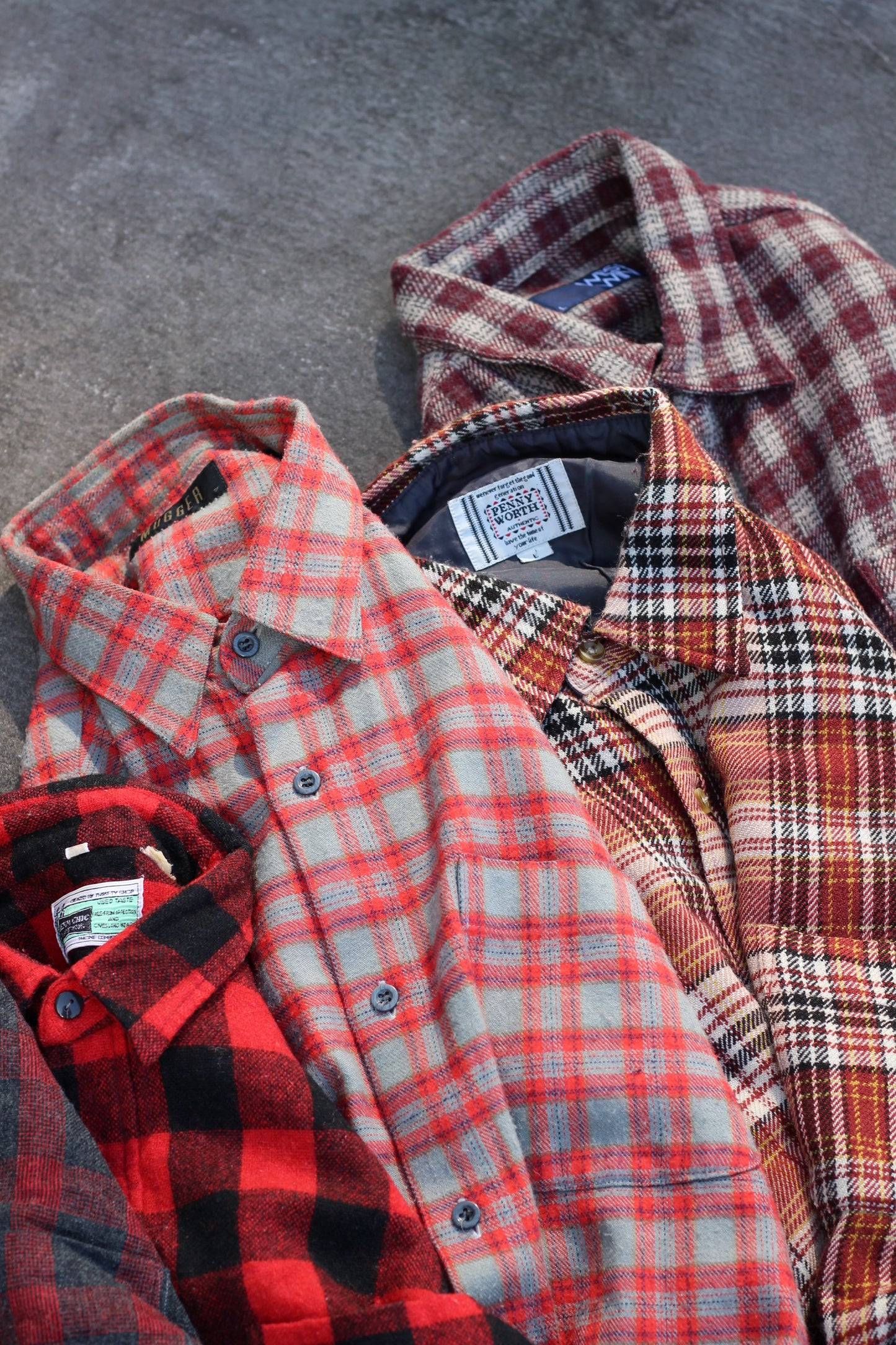 Men's wool red check shirt x8点