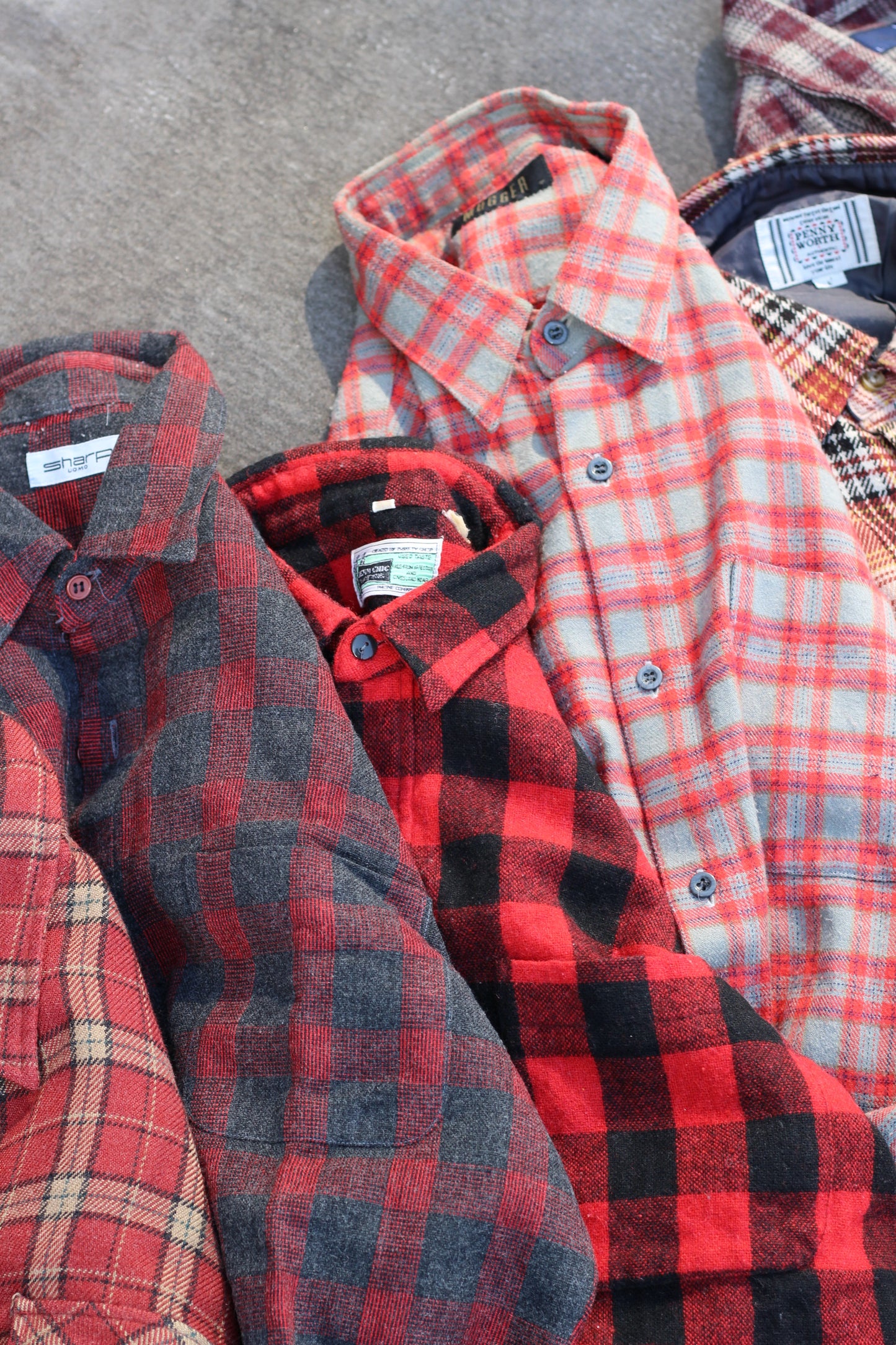 Men's wool red check shirt x8点