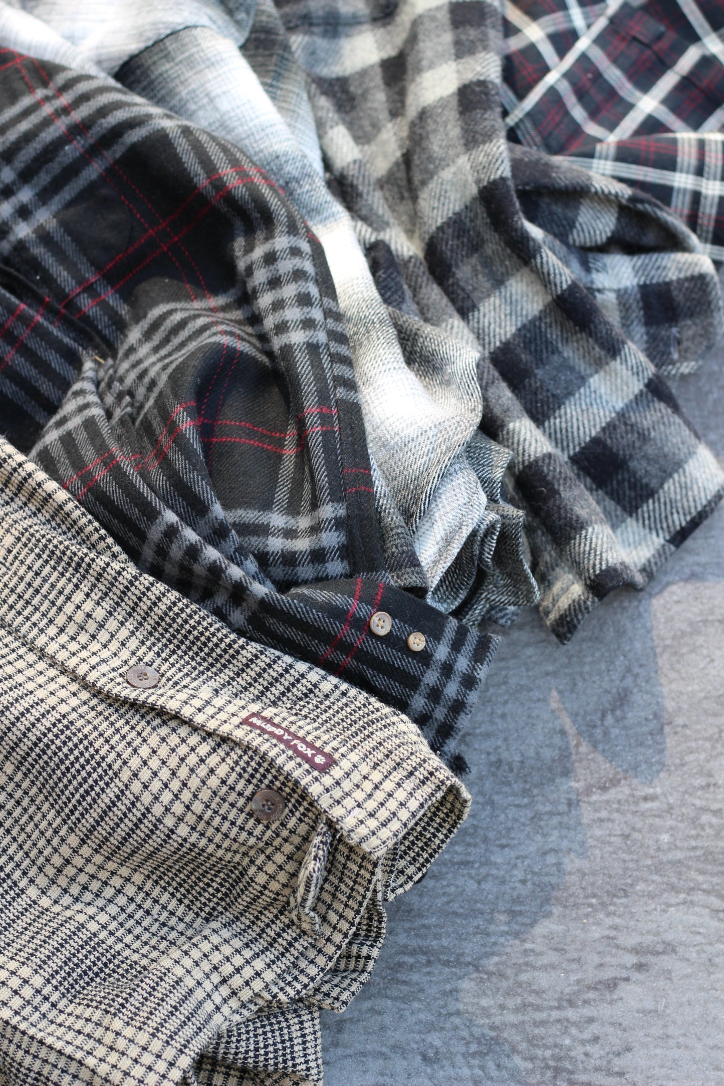 Men's wool black check shirt x5点