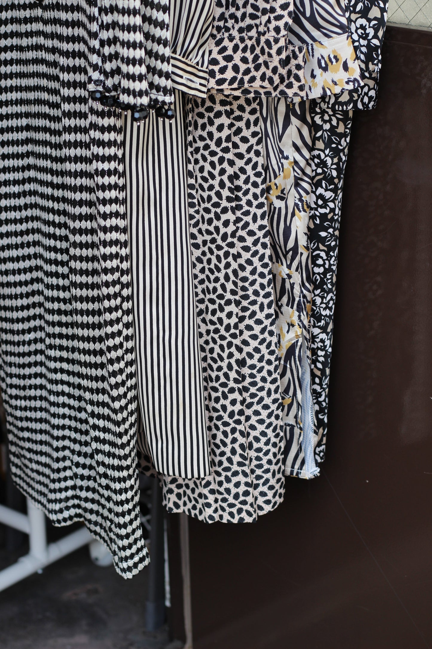 Vintage Black Beige Design Long Sleeve One-Piece x5点
