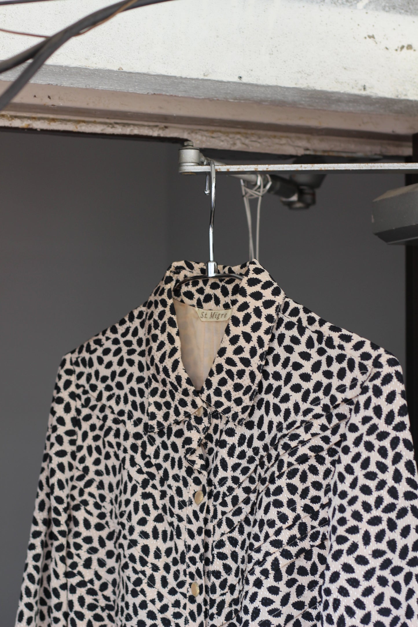 Vintage Black Beige Design Long Sleeve One-Piece x5点