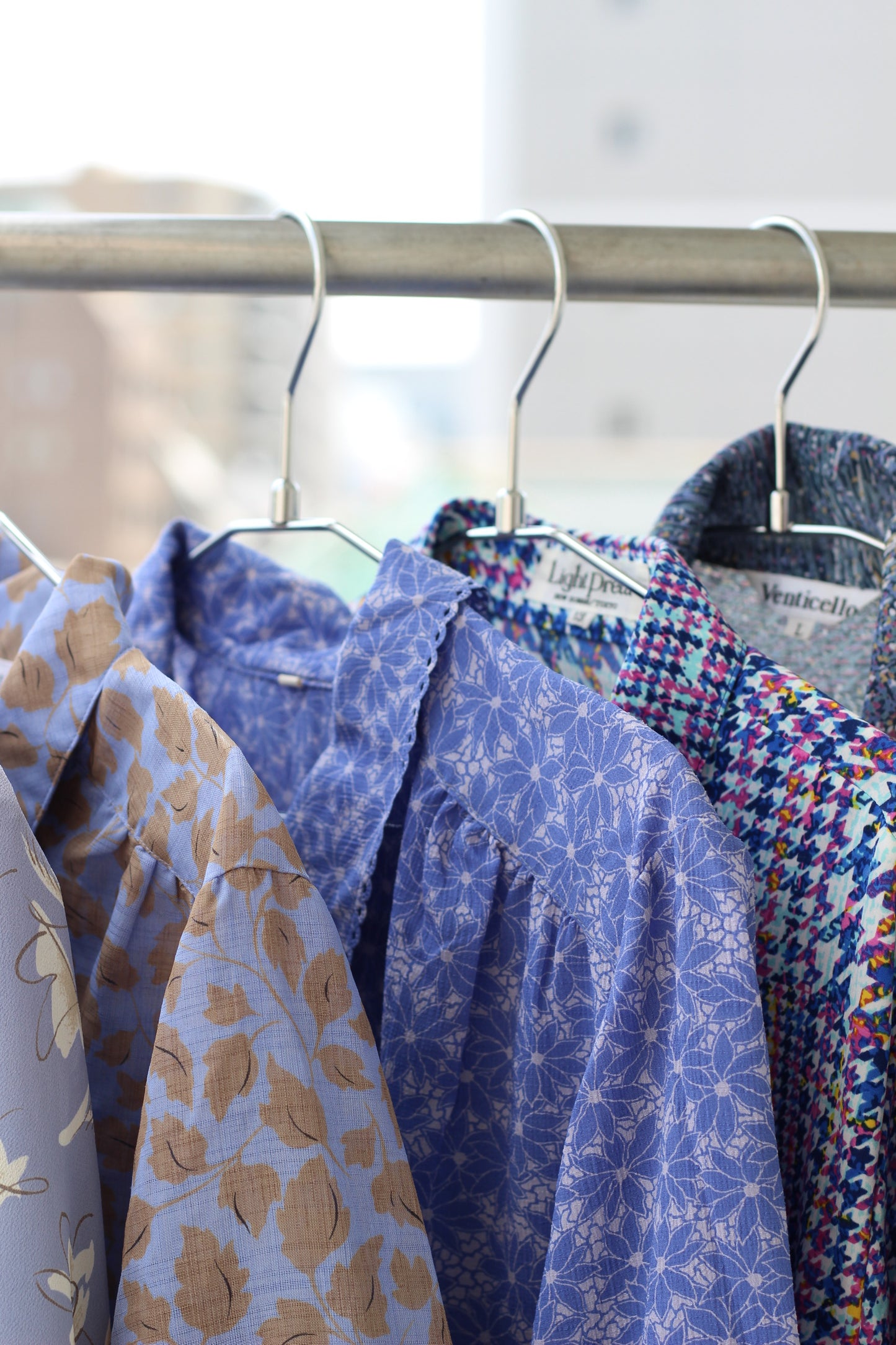 Vintage Blue Flower Design Long Sleeve Blouse x9点