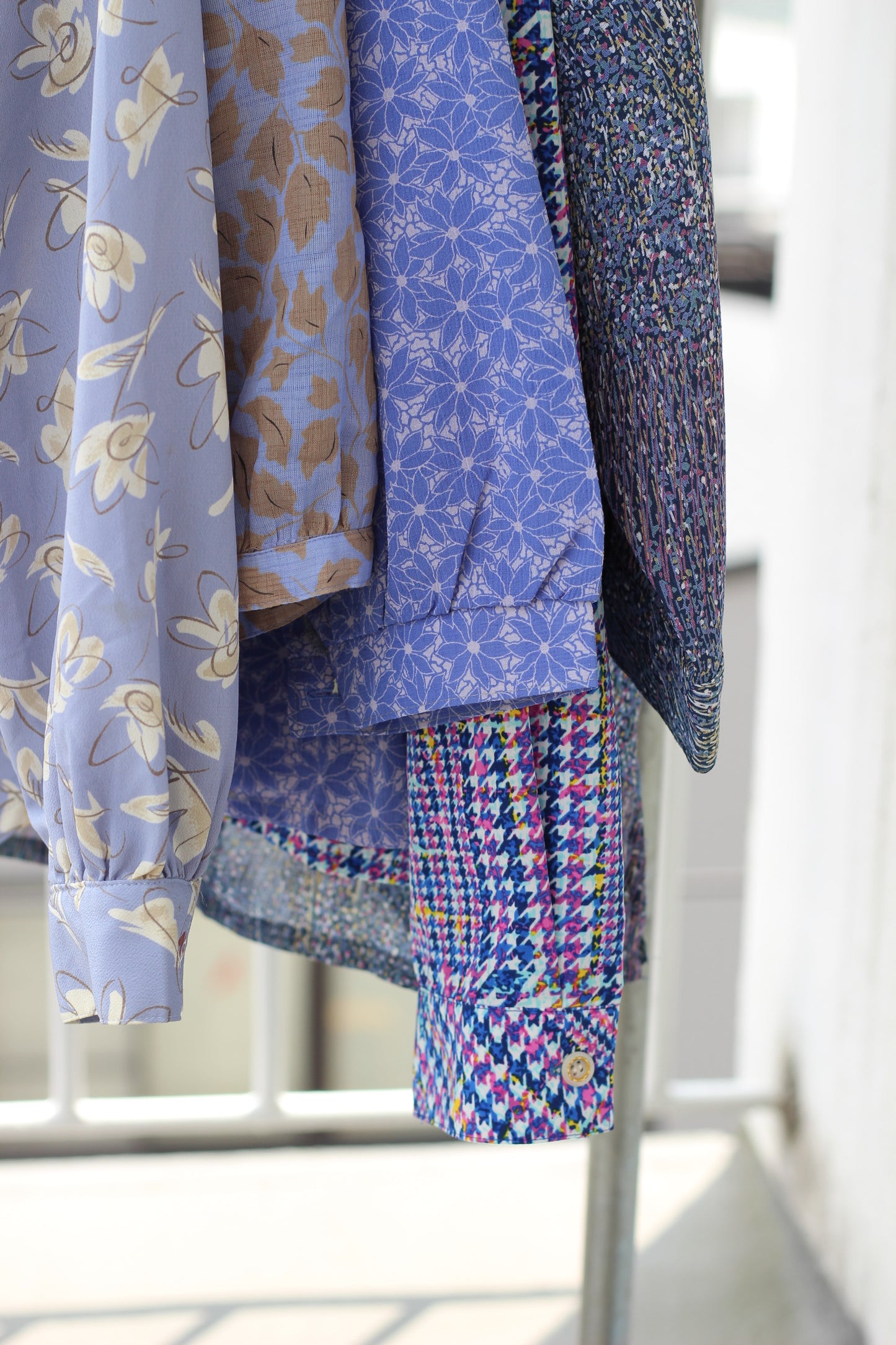 Vintage Blue Flower Design Long Sleeve Blouse x9点