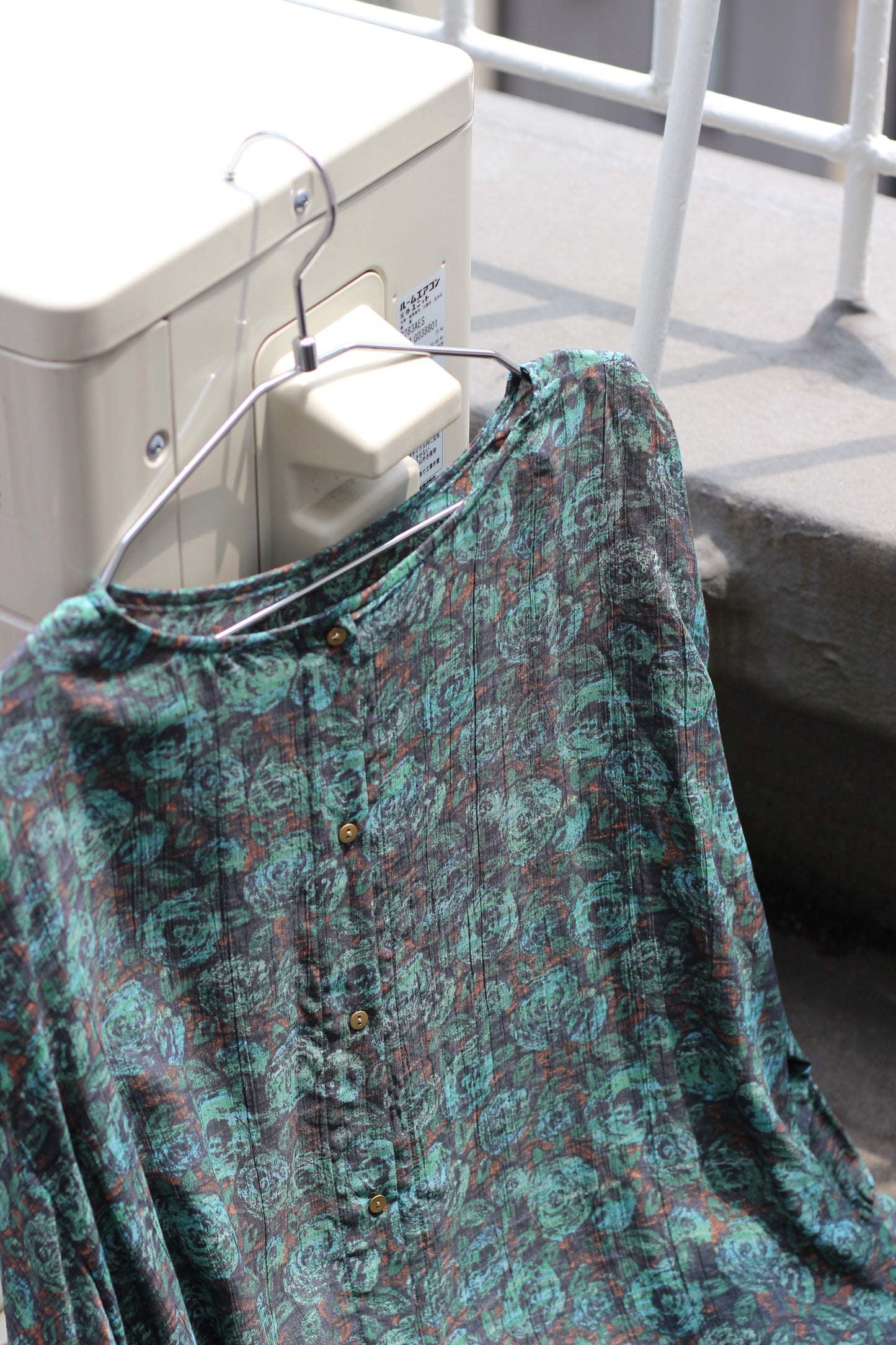Vintage Blue Flower Design Long Sleeve Blouse x9点