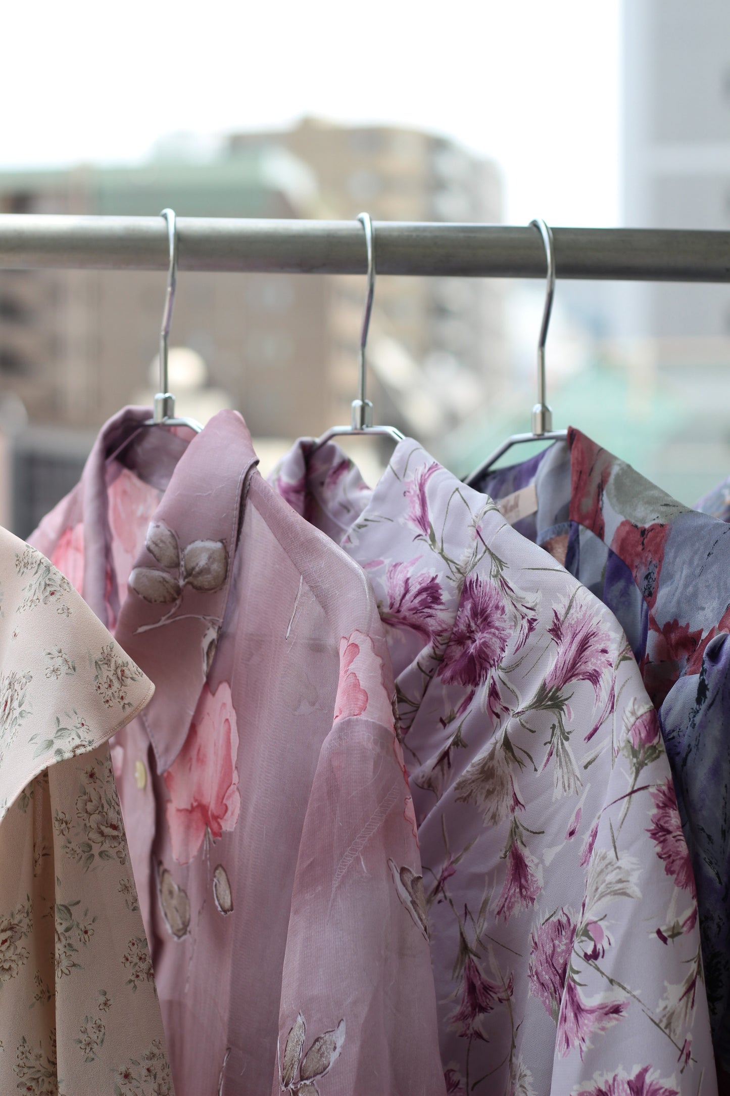 Vintage Pink Purple Flower Short Sleeve Blouse x7点
