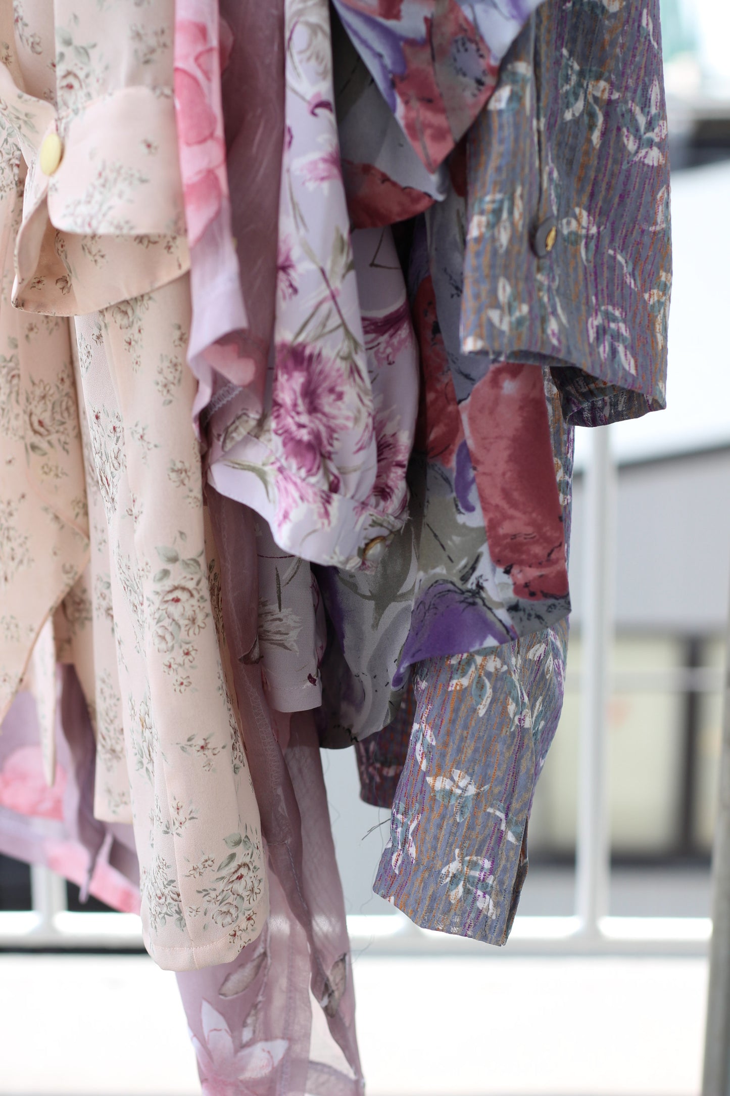 Vintage Pink Purple Flower Short Sleeve Blouse x7点