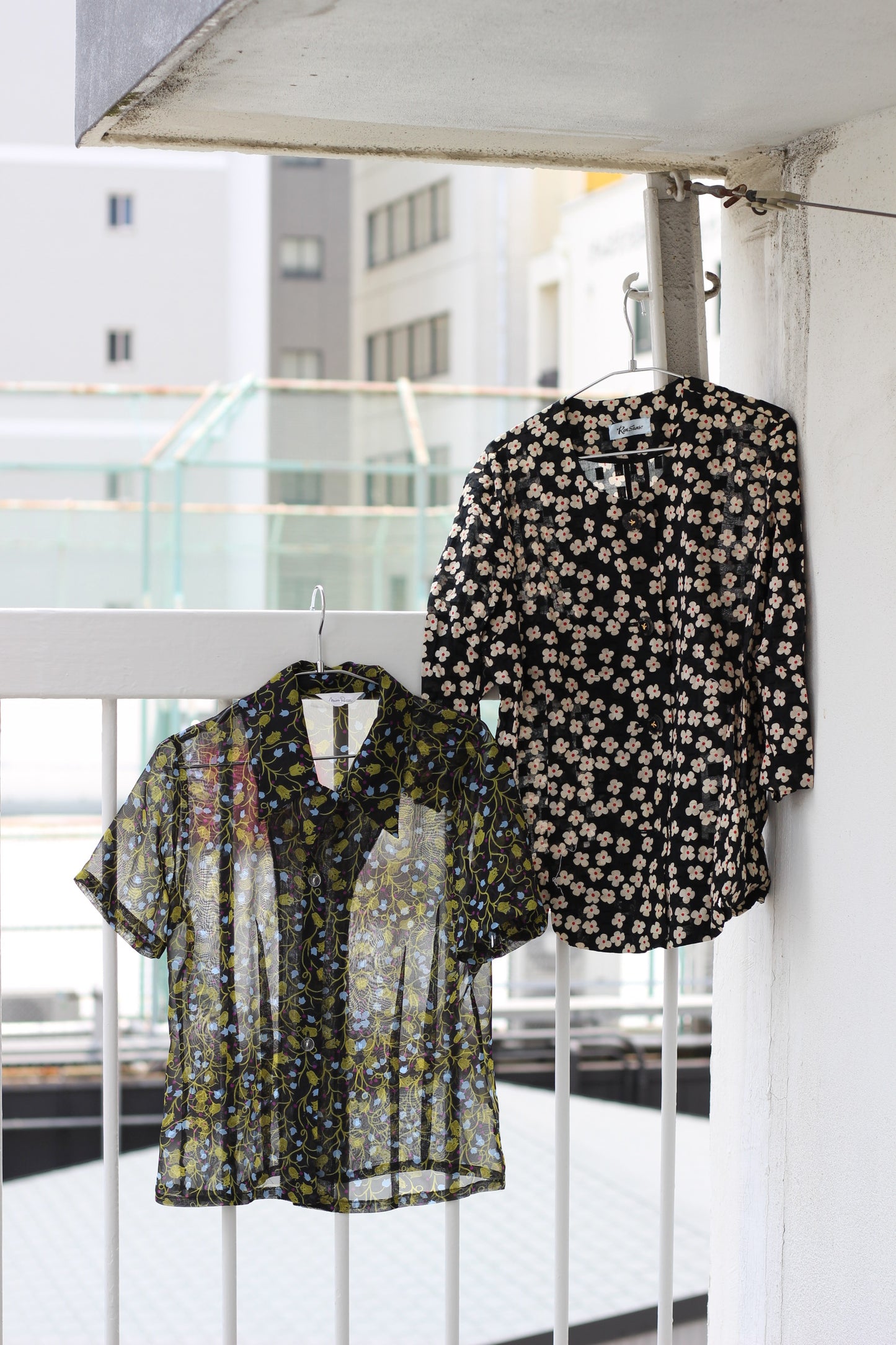 Vintage Black Flower Short Sleeve Blouse x6点