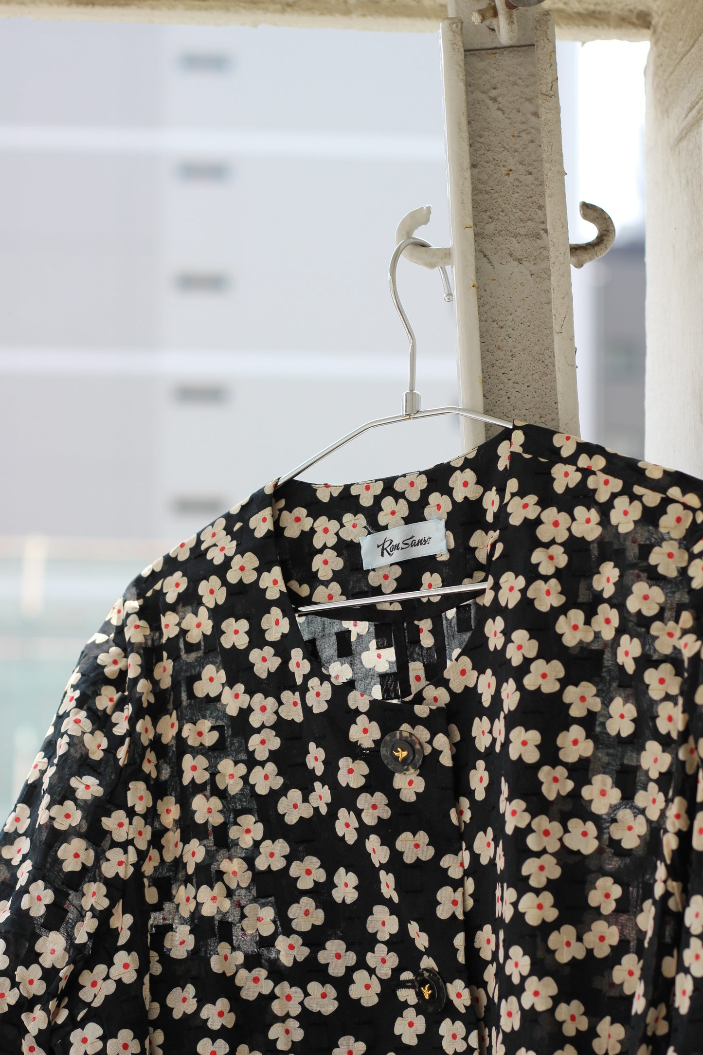 Vintage Black Flower Short Sleeve Blouse x6点