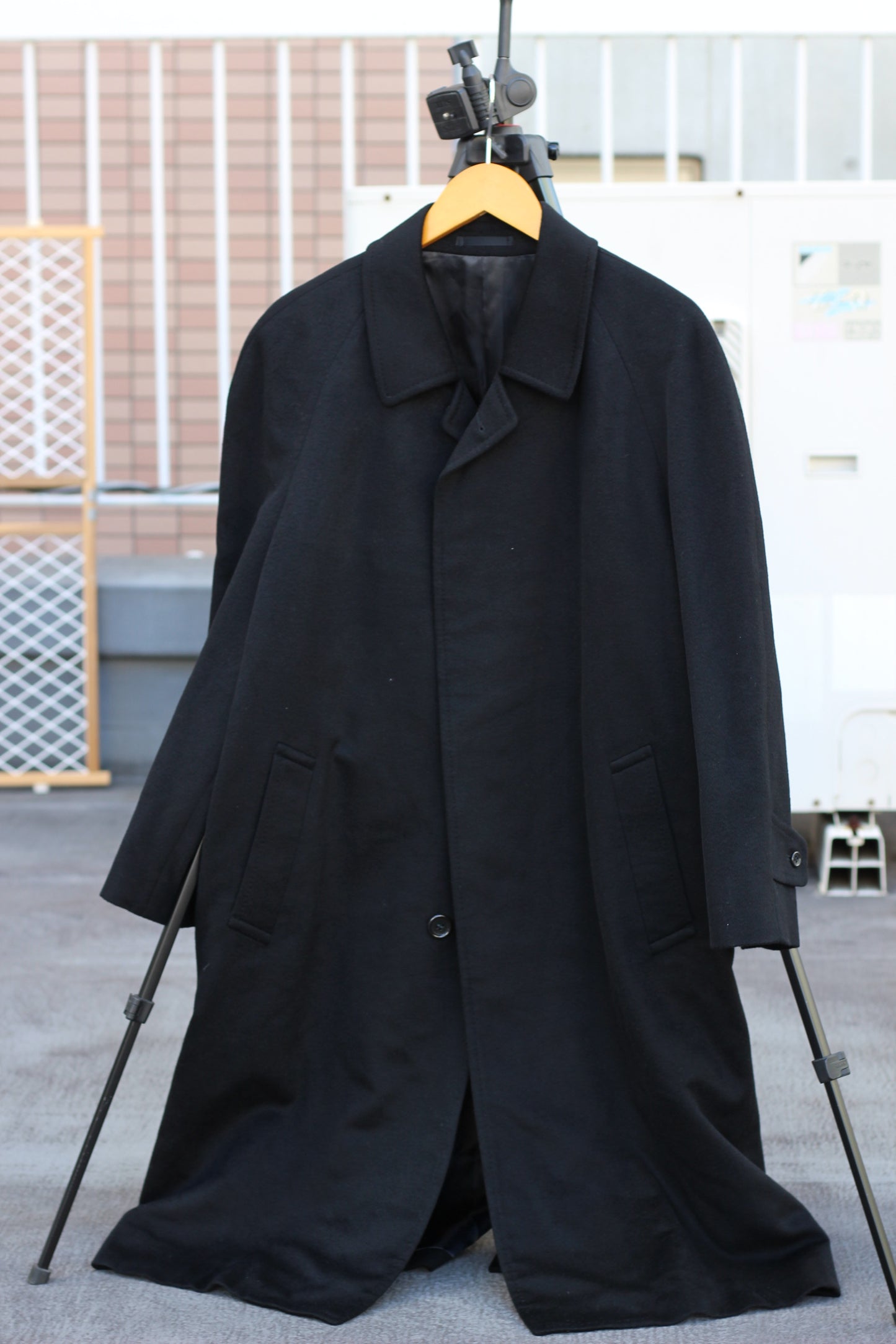 Men's Black 100% Cashmere Long Coat x4点