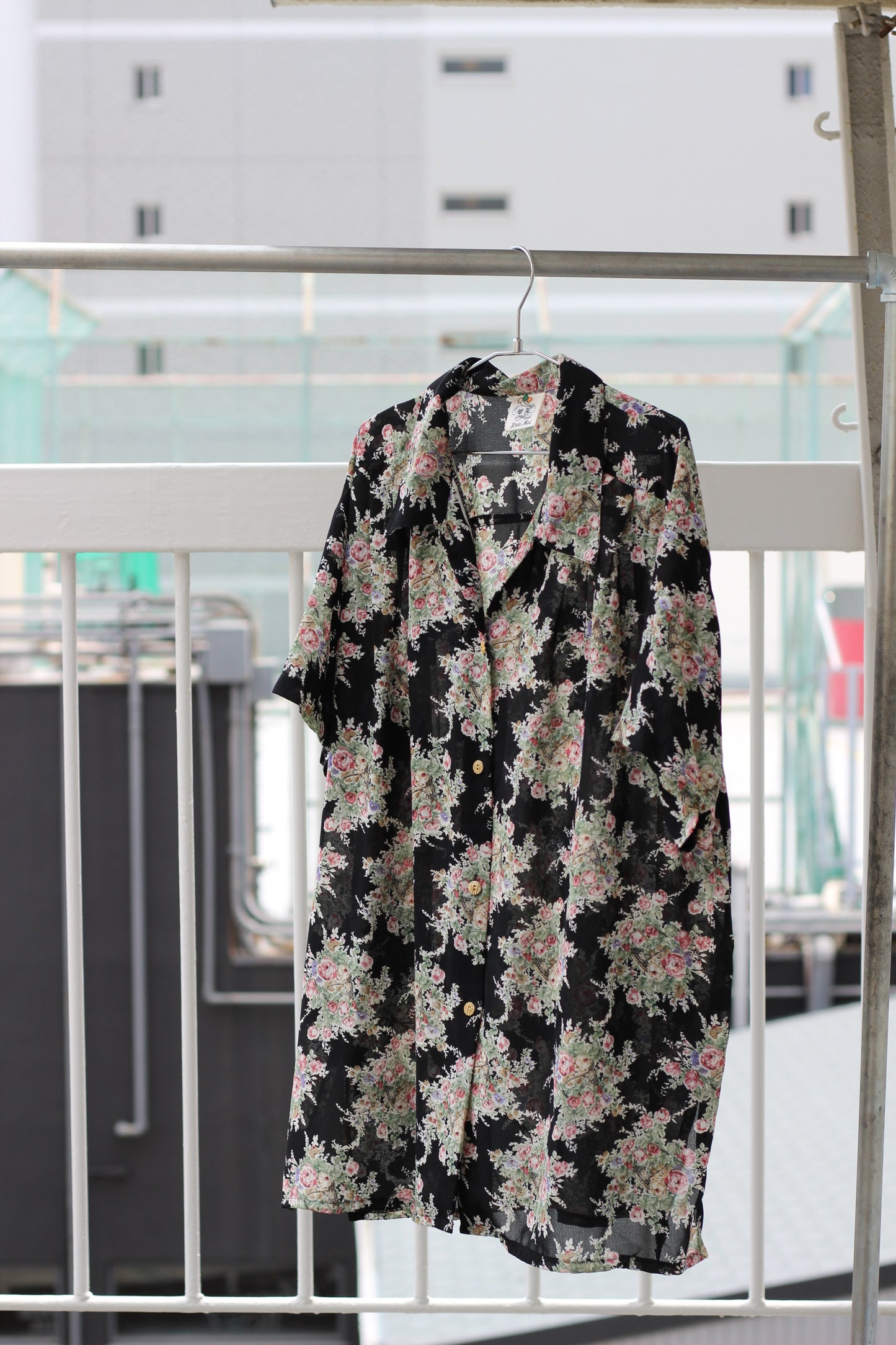 Vintage Black Flower Short Sleeve Blouse x6点
