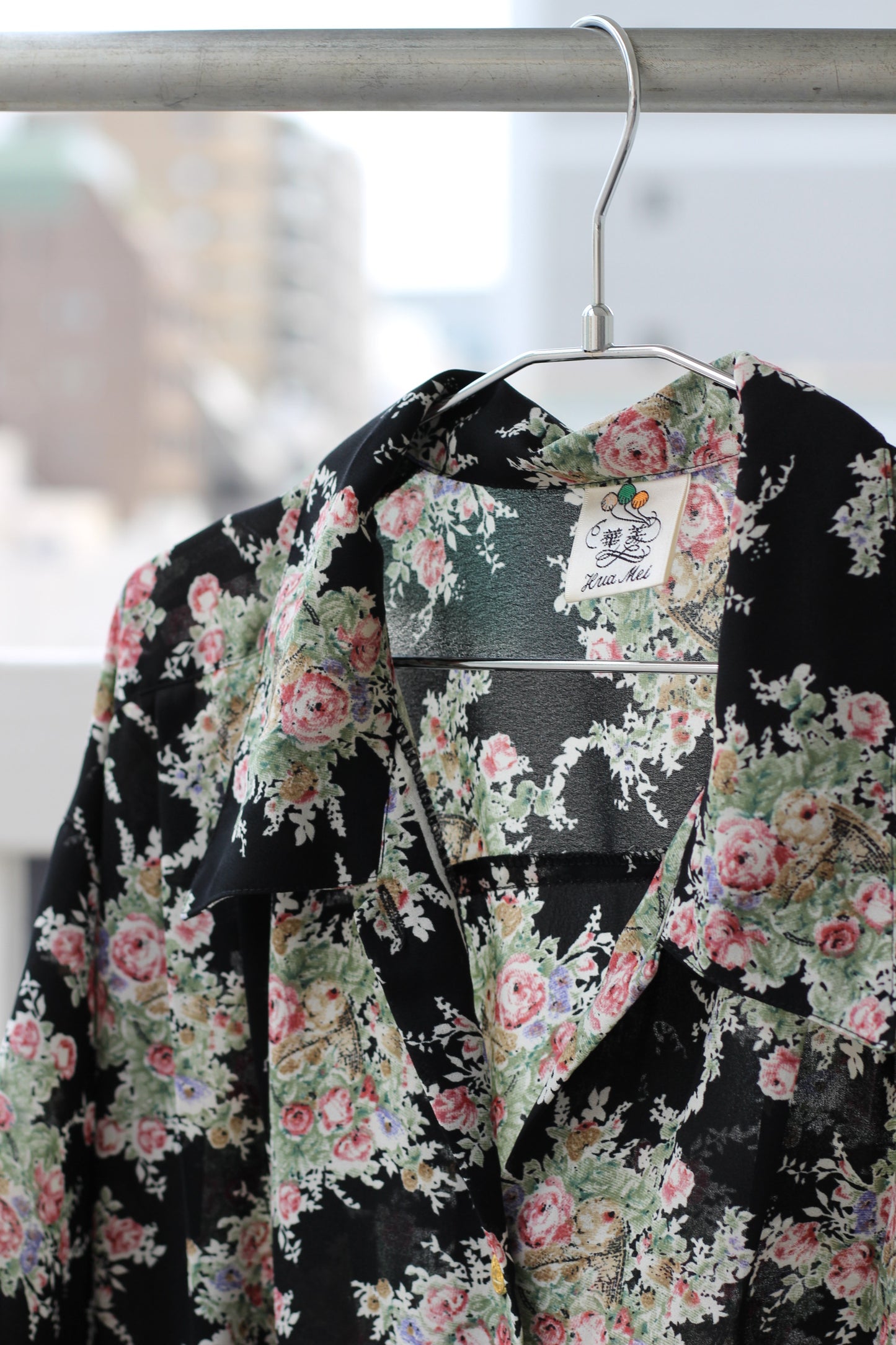 Vintage Black Flower Short Sleeve Blouse x6点