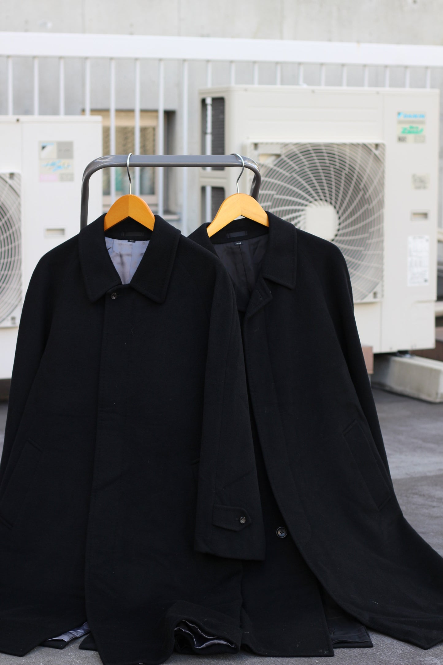 Men's Black 100% Cashmere Long Coat x4点