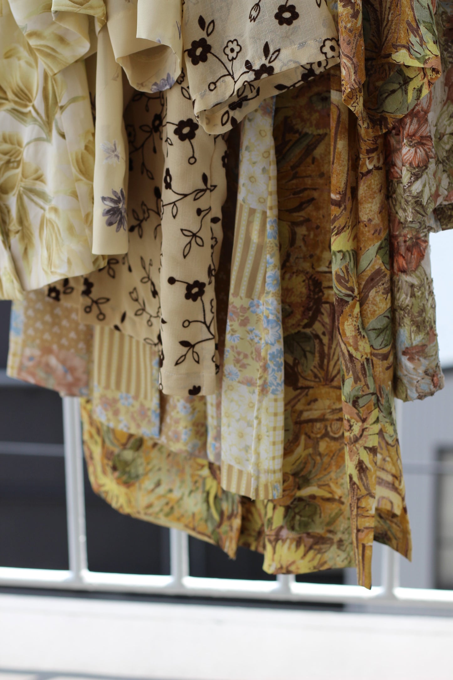 Vintage Yellow Beige Flower Short Sleeve Blouse x6点