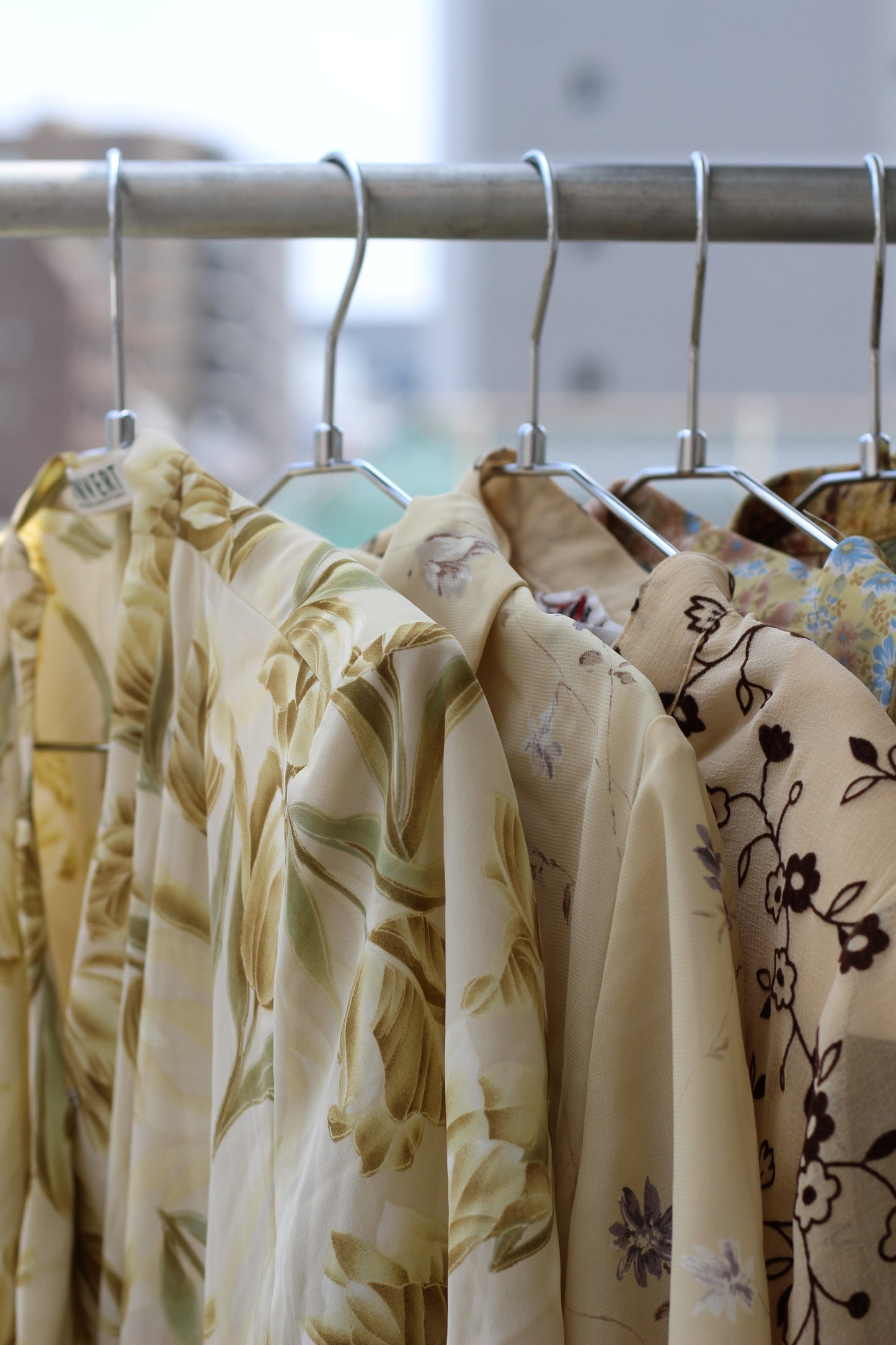 Vintage Yellow Beige Flower Short Sleeve Blouse x6点