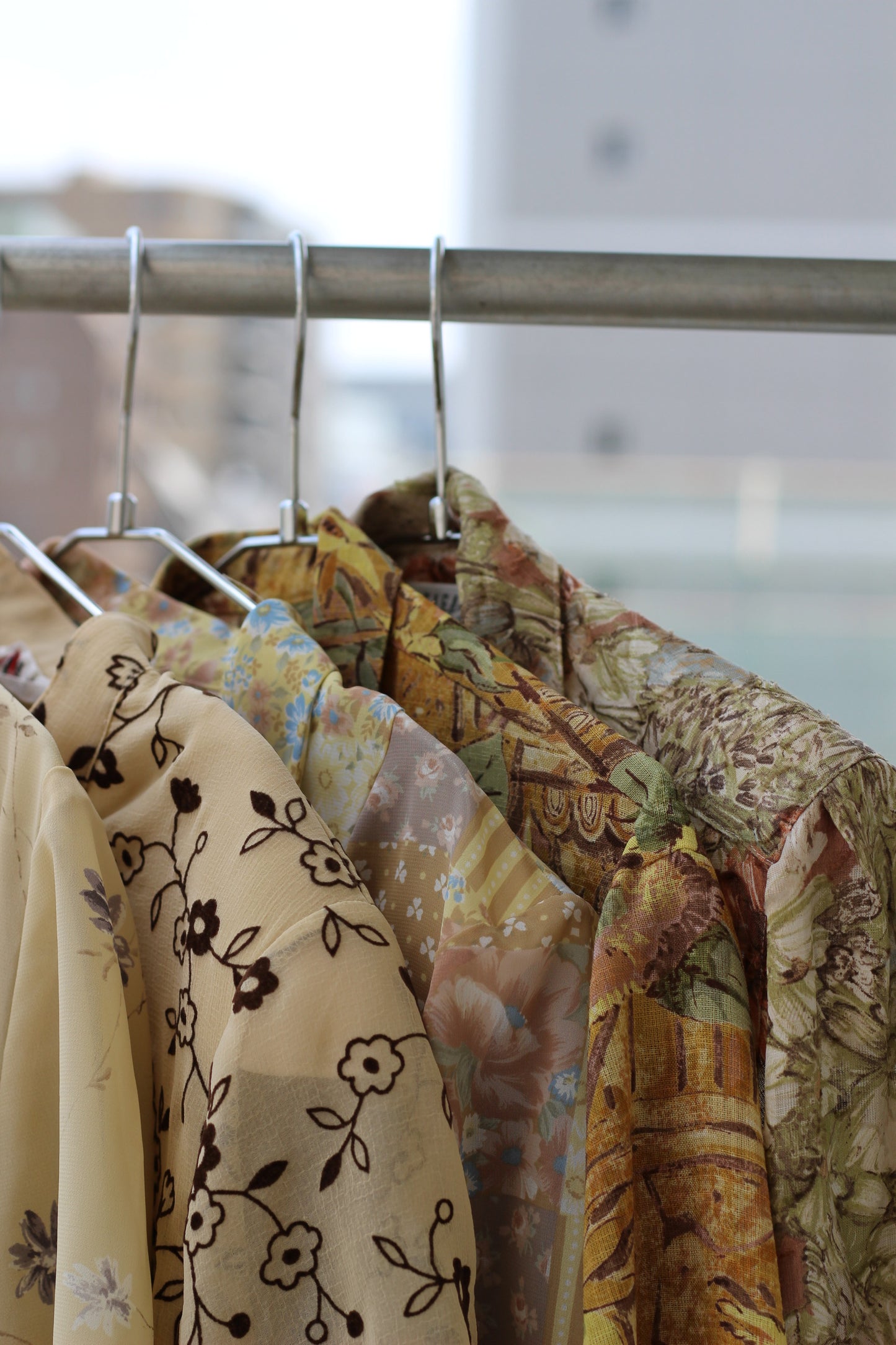 Vintage Yellow Beige Flower Short Sleeve Blouse x6点