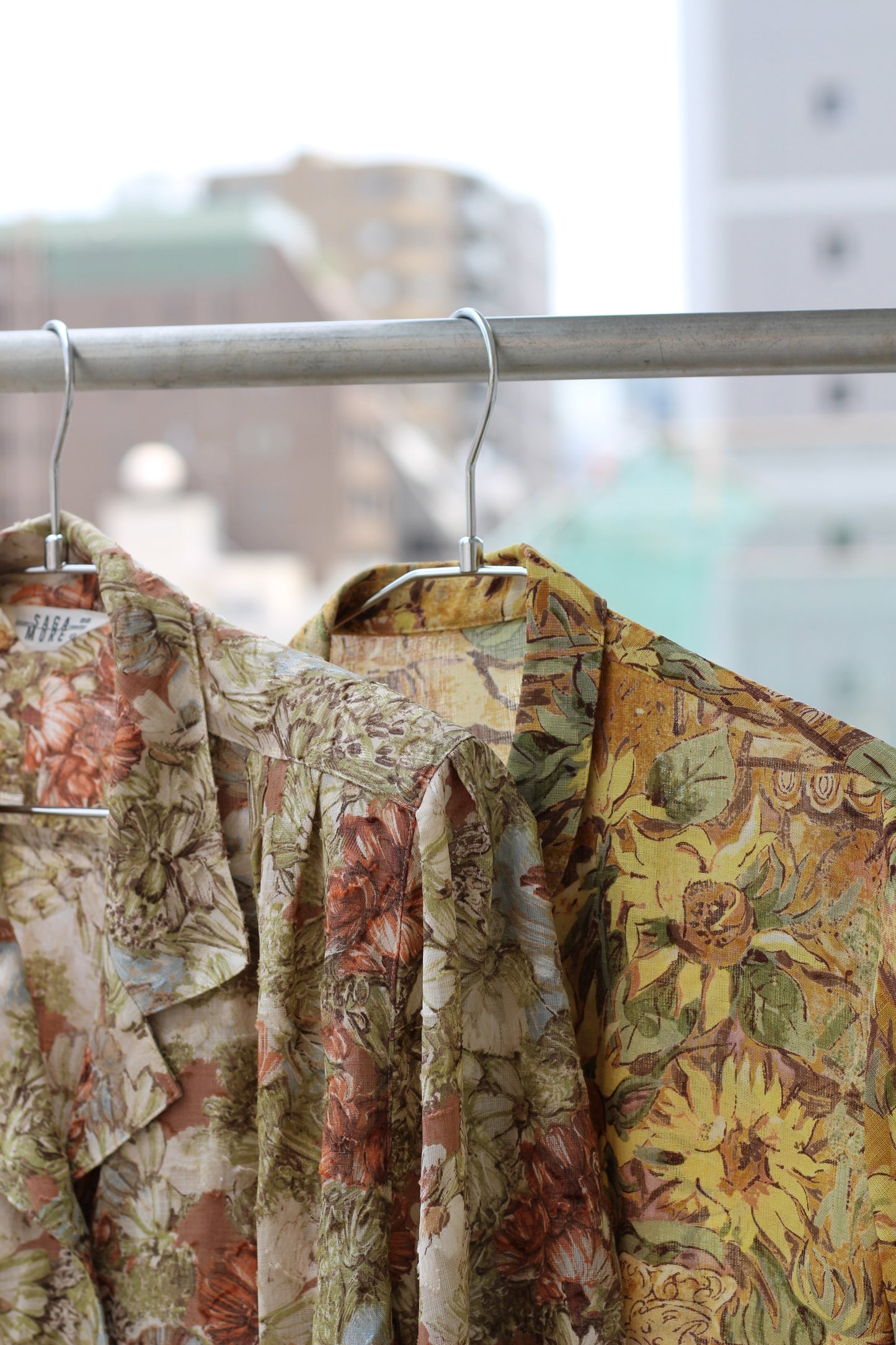 Vintage Yellow Beige Flower Short Sleeve Blouse x6点