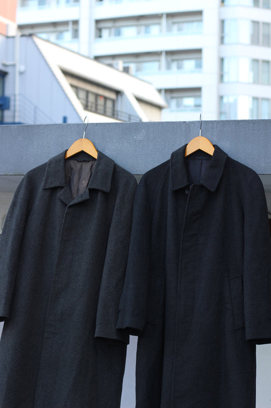 Men's Gray 100% Cashmere Long Coat x2点