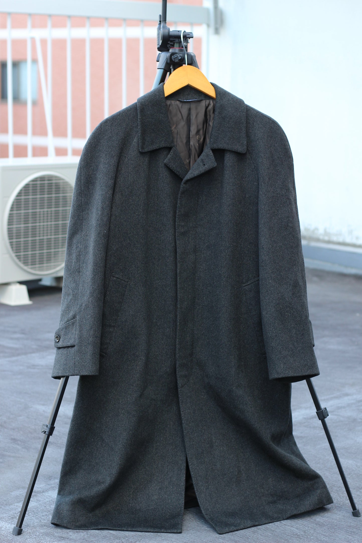 Men's Gray 100% Cashmere Long Coat x2点