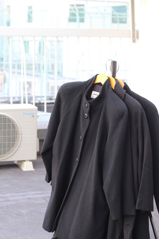 Women's 100% Cashmere Black Coat x3点