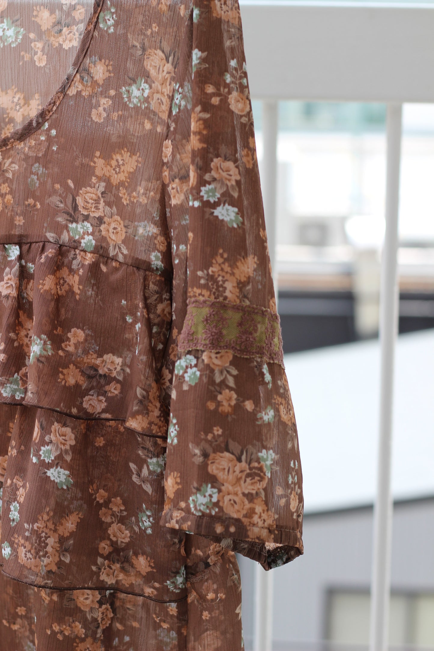 Vintage Brown Flower Short Sleeve Blouse x5点