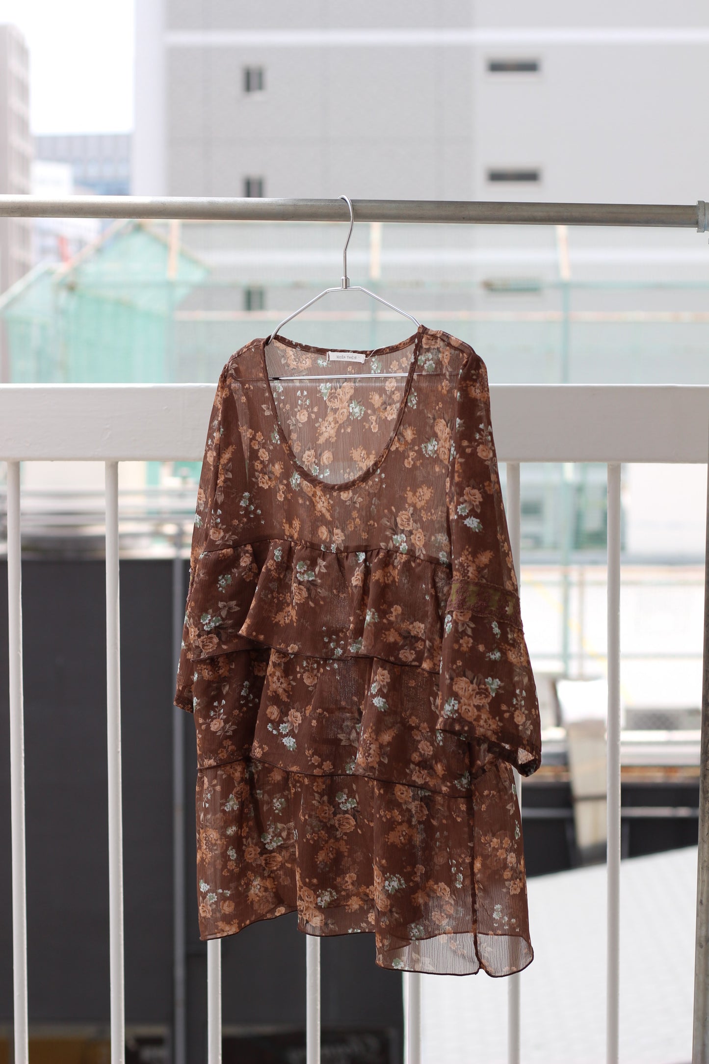 Vintage Brown Flower Short Sleeve Blouse x5点