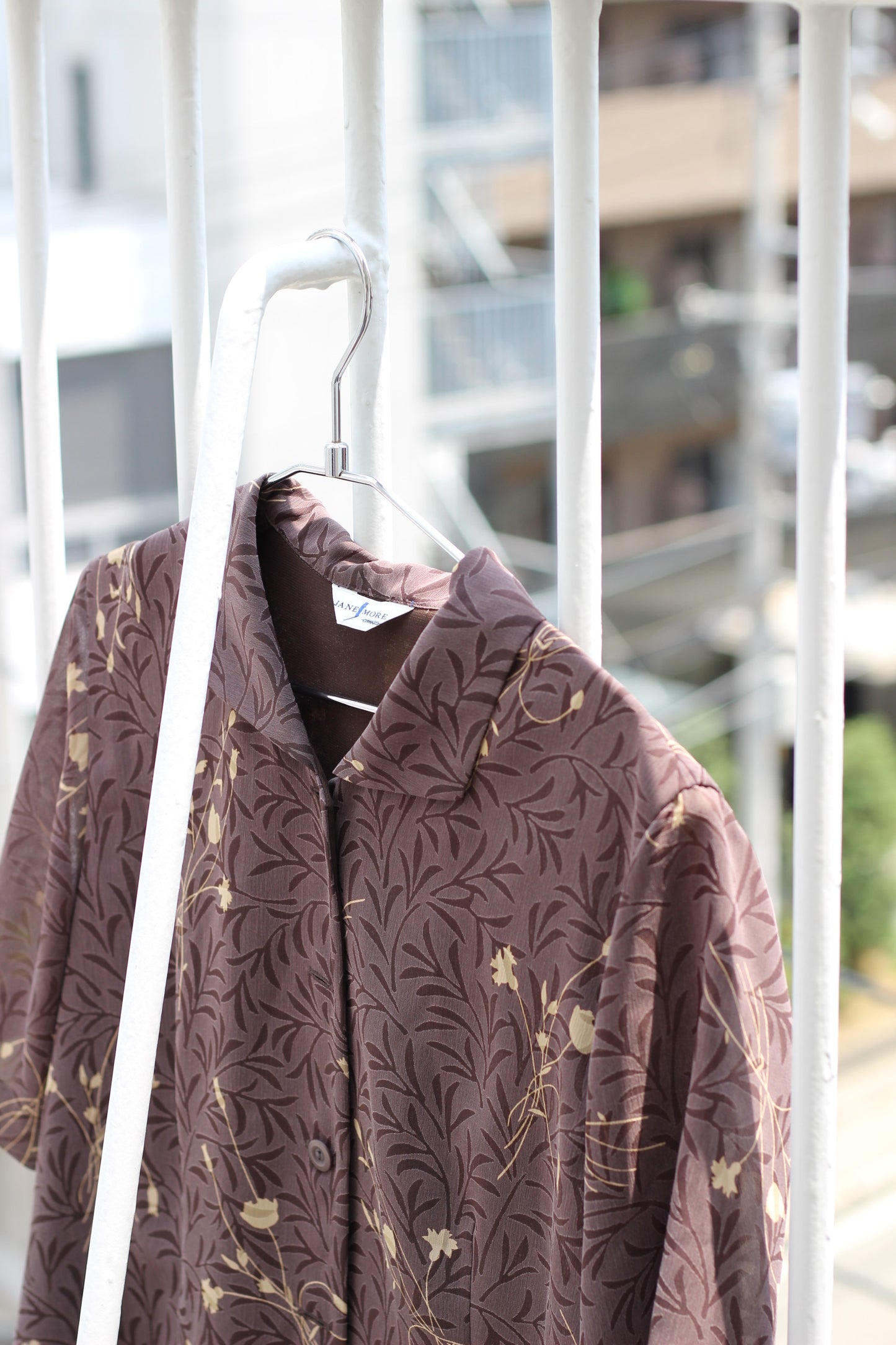 Vintage Brown Flower Short Sleeve Blouse x5点