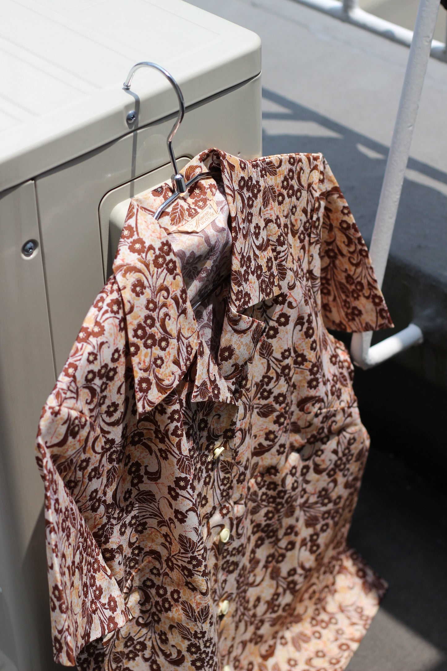 Vintage Brown Flower Short Sleeve Blouse x5点