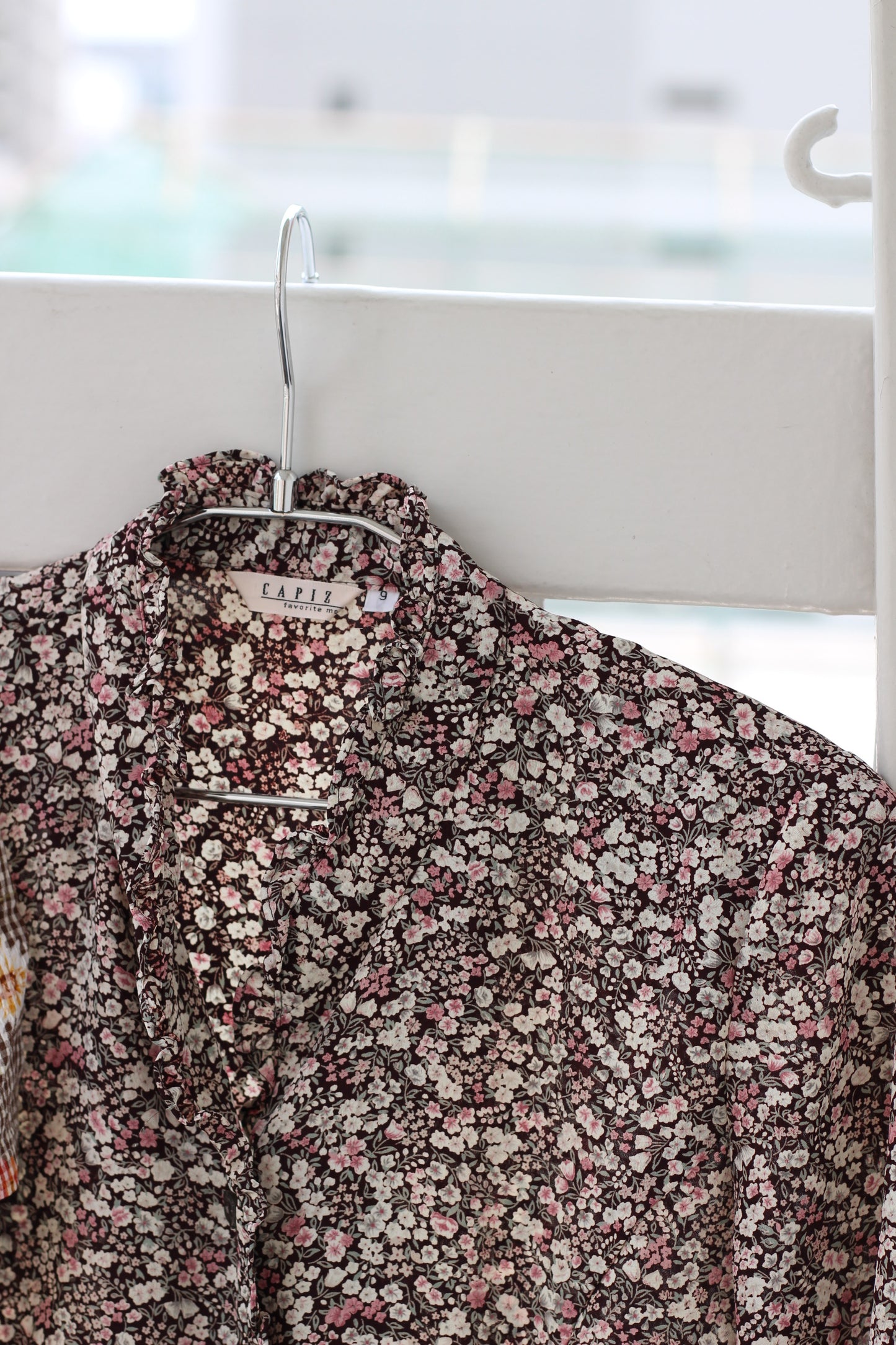 Vintage Brown Flower Short Sleeve Blouse x5点