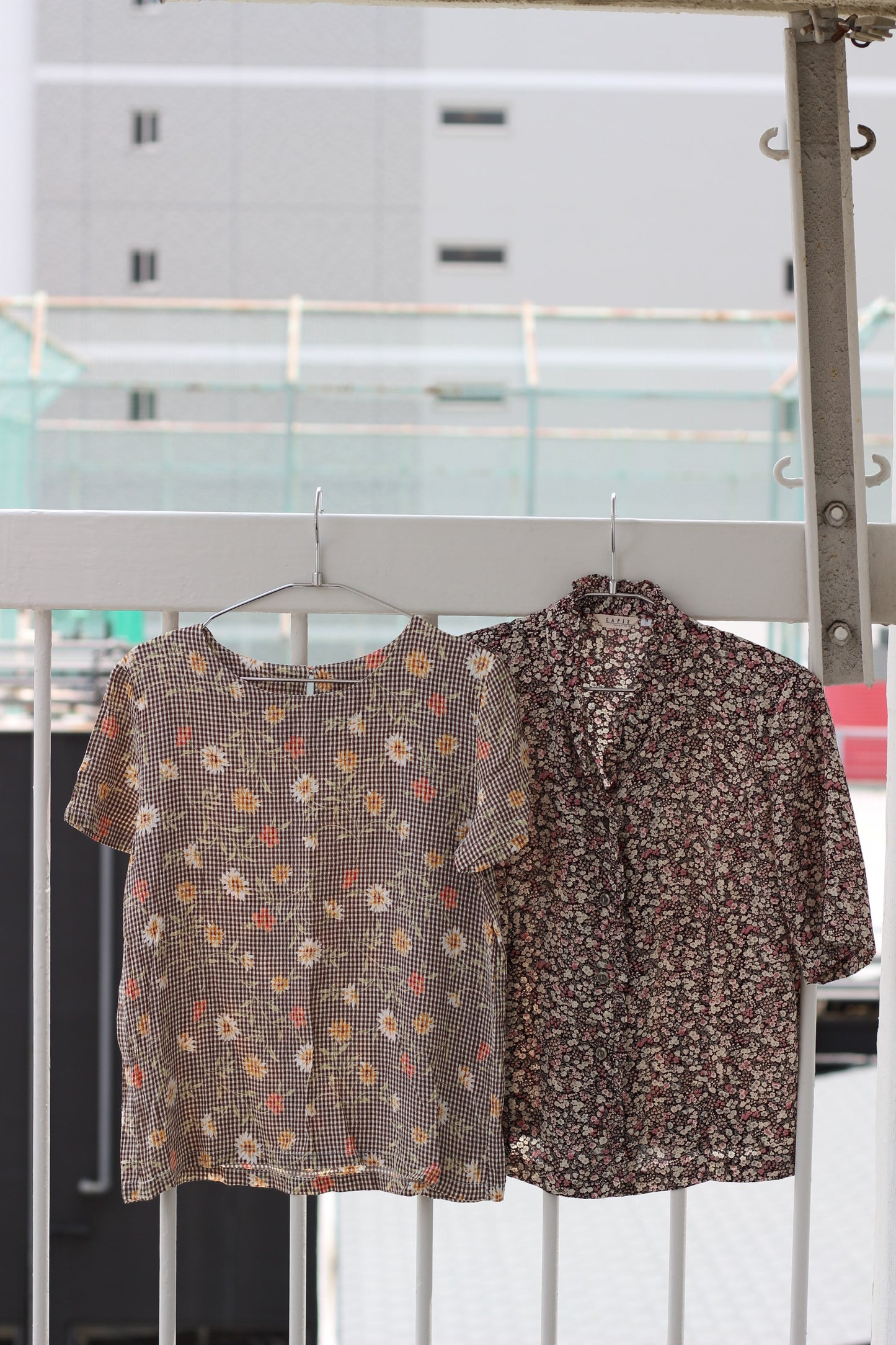 Vintage Brown Flower Short Sleeve Blouse x5点
