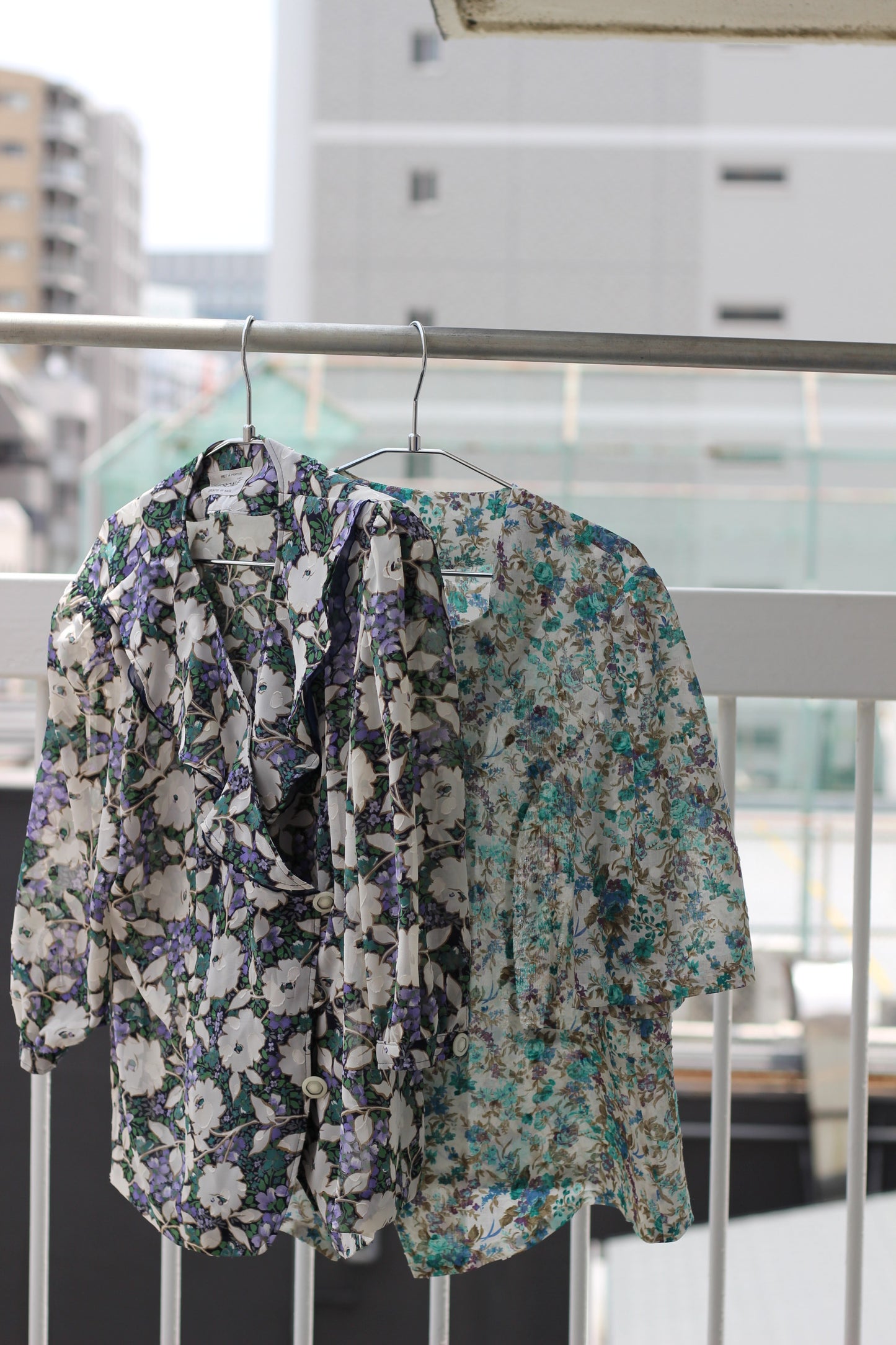 Vintage Blue Green Design Short Sleeve Blouse x7点